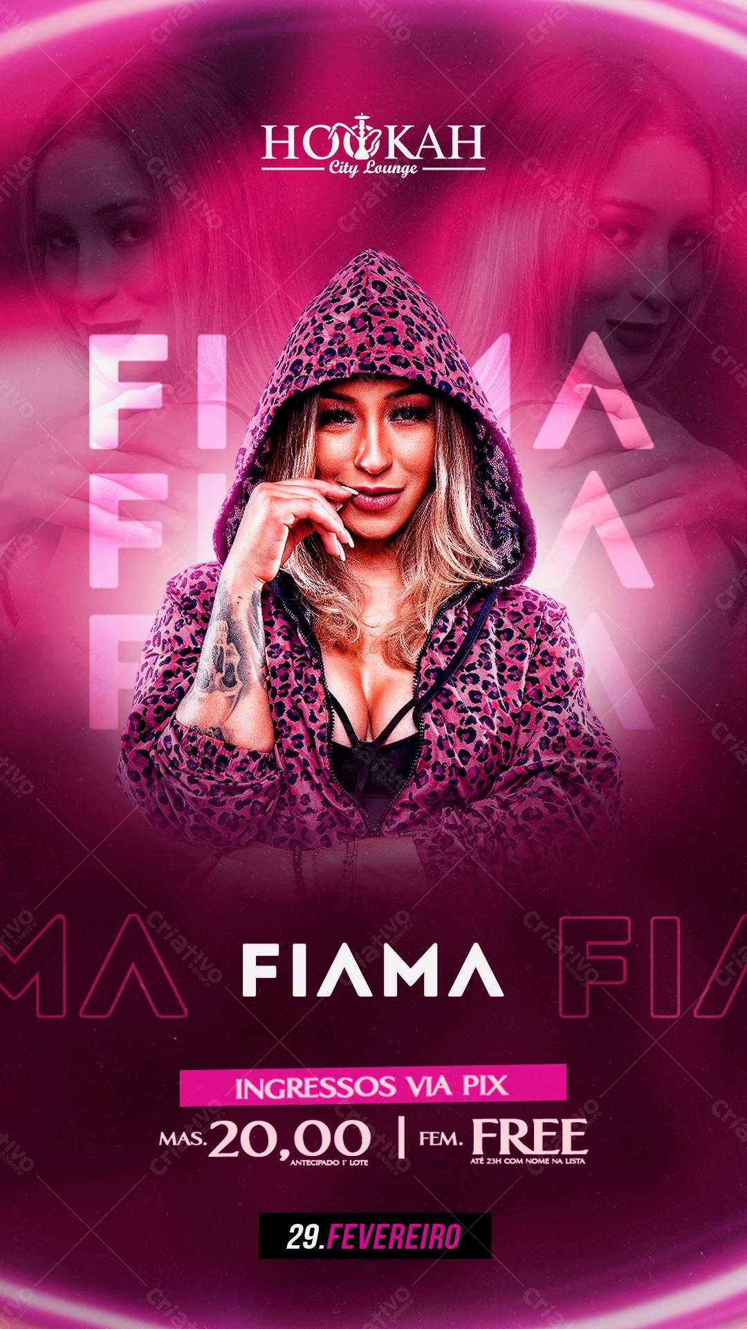 Flyer Festa Flama no Hookah City Lounge PSD Editável