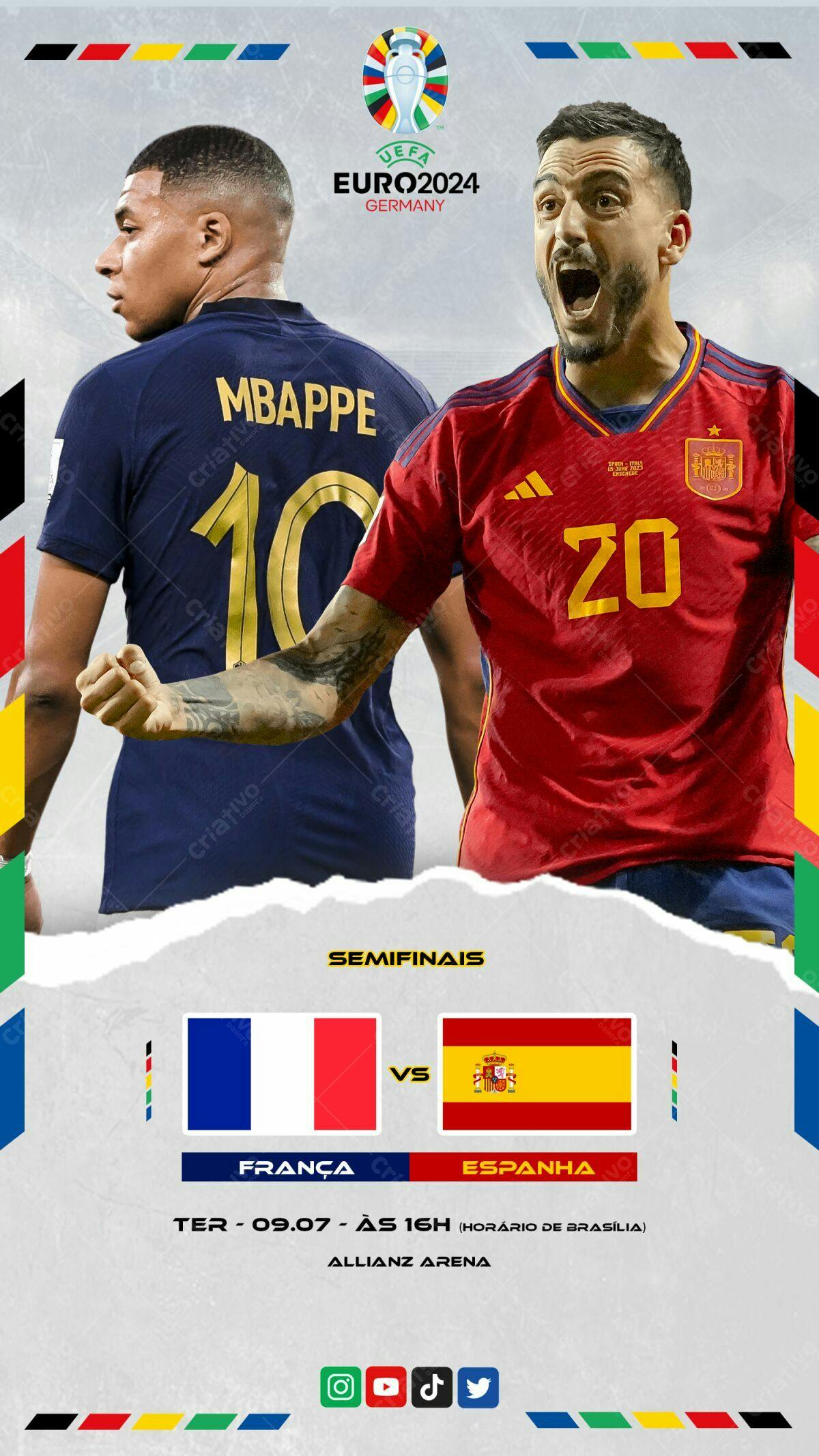 Flyer França x Espanha Euro2024 PSD Editável