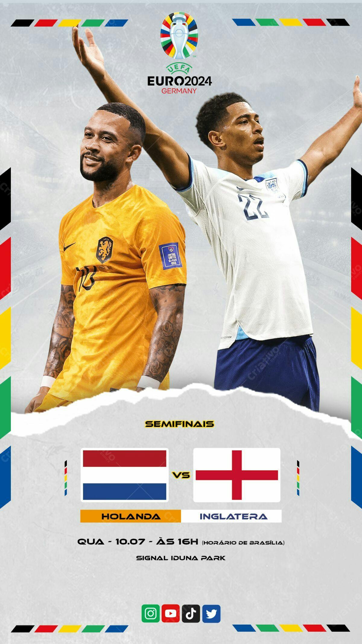 Flyer EURO2024 Holanda x Inglaterra PSD Editável