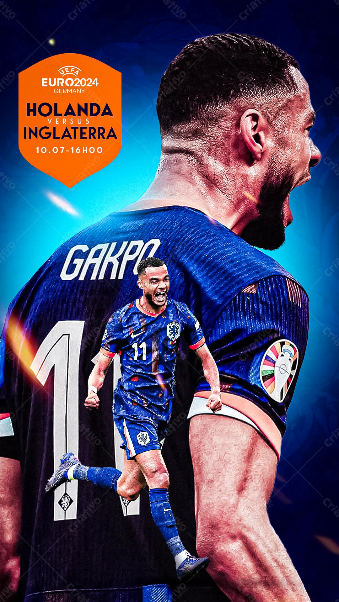Flyer Holanda x Inglaterra Euro2024 PSD Editável