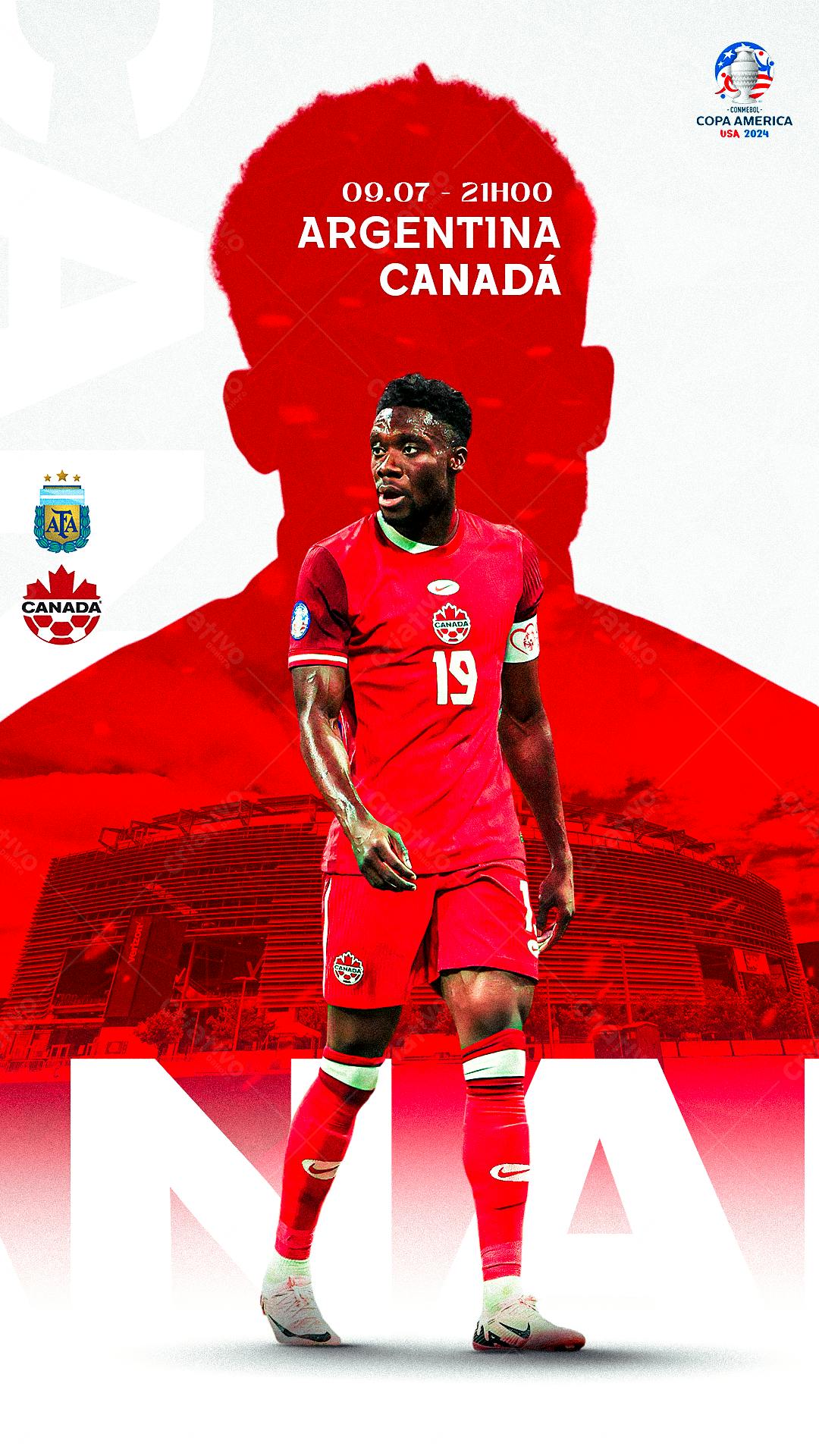 Flyer Argentina x Canadá Copa América PSD Editável