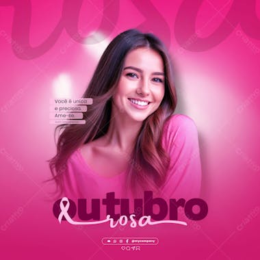 Outubro rosa mês de conscientização sobre o câncer de mama social media flyer psd editável i 2