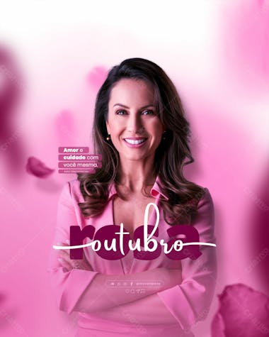 Outubro rosa mês de conscientização sobre o câncer de mama social media flyer psd editável k 1