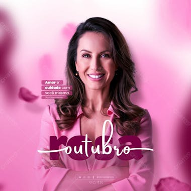 Outubro rosa mês de conscientização sobre o câncer de mama social media flyer psd editável k 3