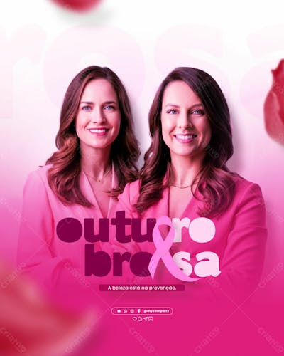 Outubro Rosa Mês De Conscientização Sobre O Câncer De Mama Social Media Flyer Psd Editável L 1