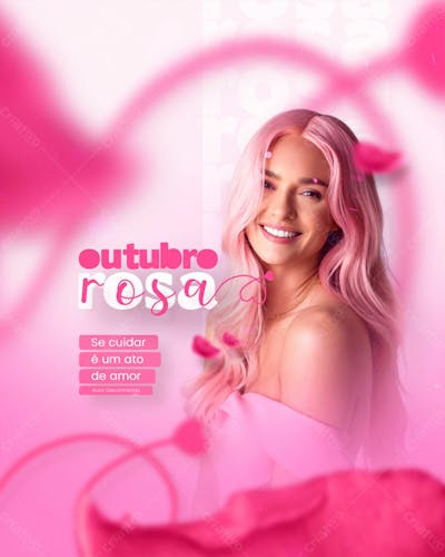Outubro Rosa Mês De Conscientização Sobre O Câncer De Mama Social Media Flyer Psd Editável M 1
