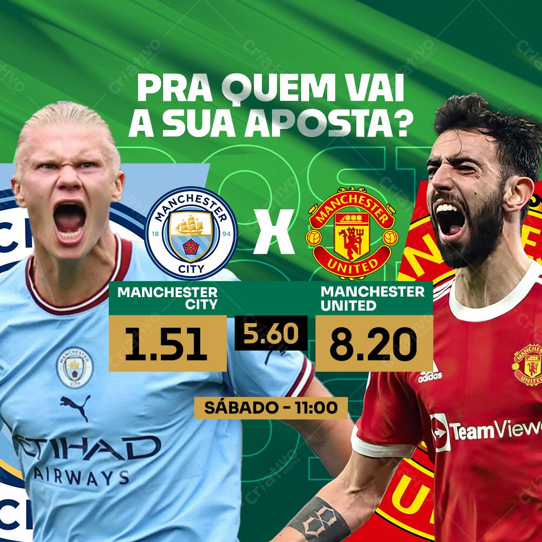 Flyer Manchester City x Manchester United PSD Editável