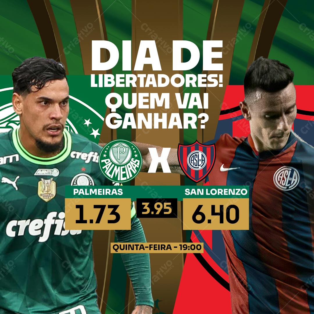 Post de Jogo Palmeiras x San Lorenzo PSD Editável