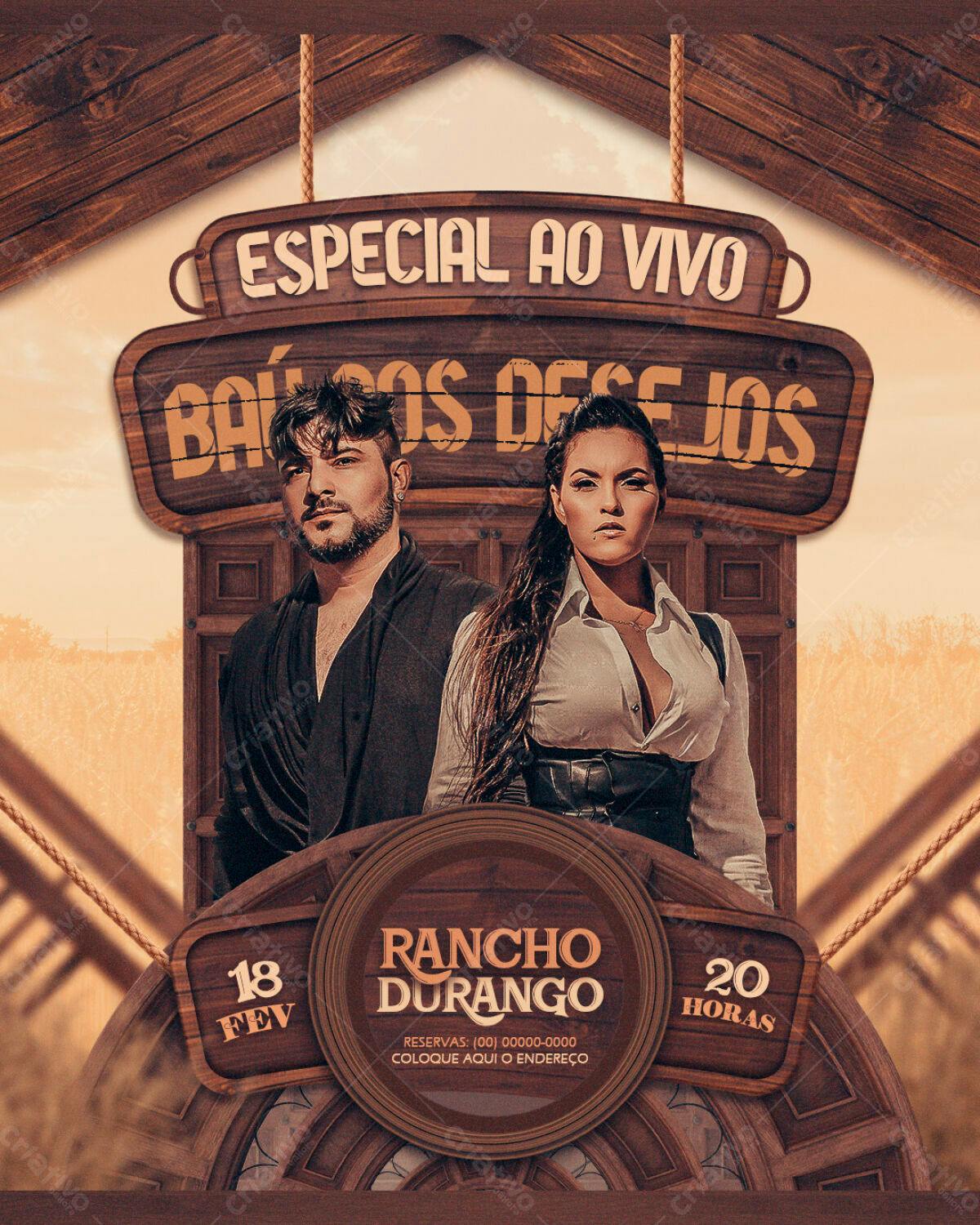 Flyer Baile dos Desejos Rancho Durango PSD Editável
