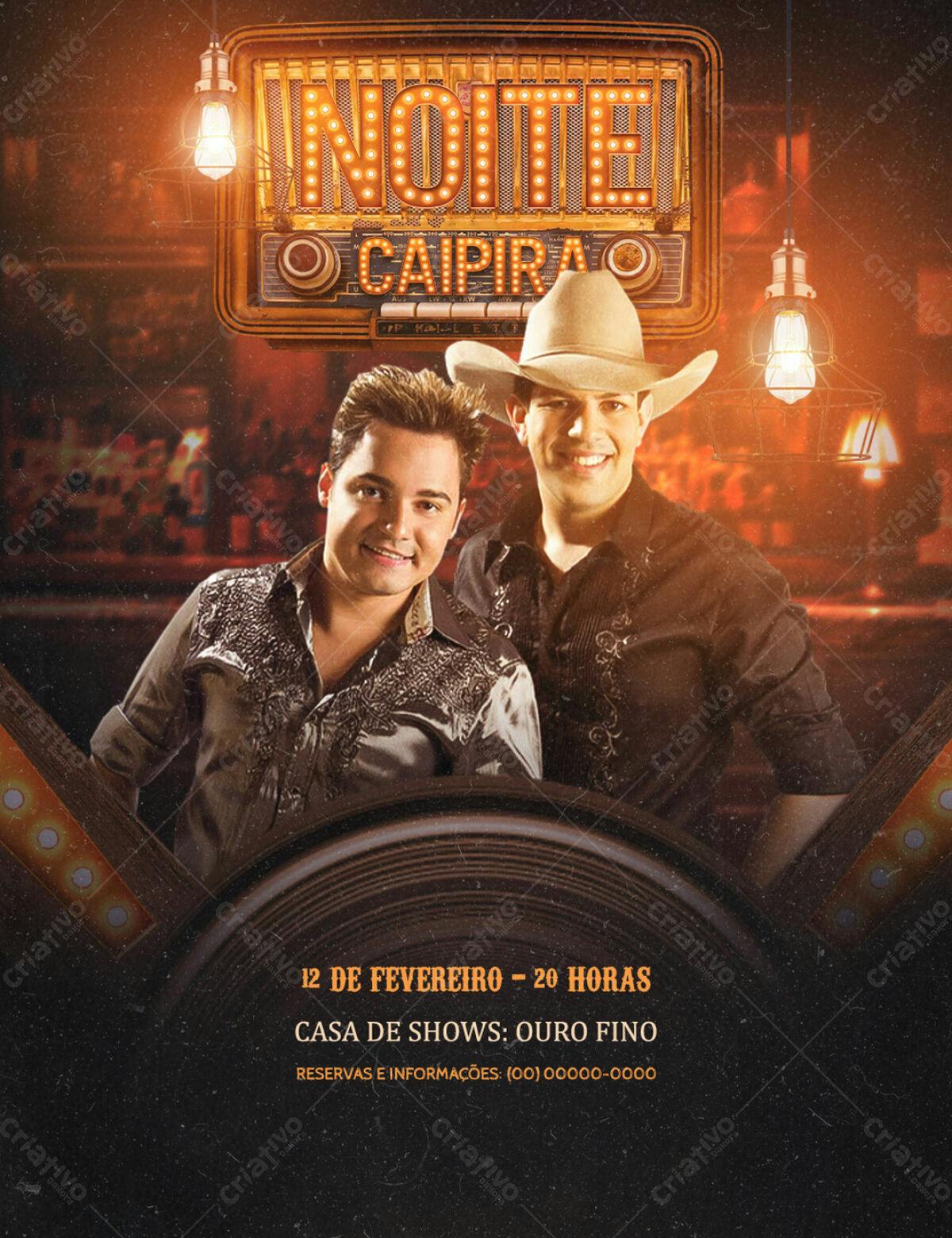 Flyer Noite Caipira PSD Editável