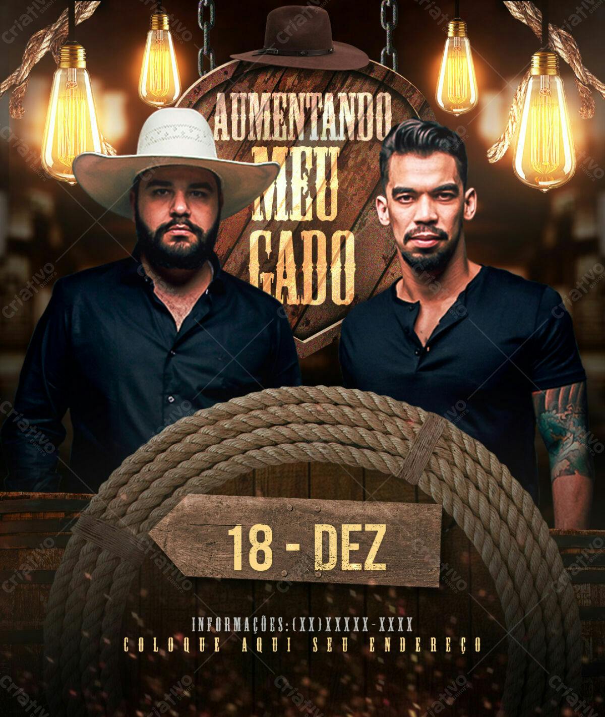 Flyer Festa Sertaneja Aumentando Meu Gado PSD Editável