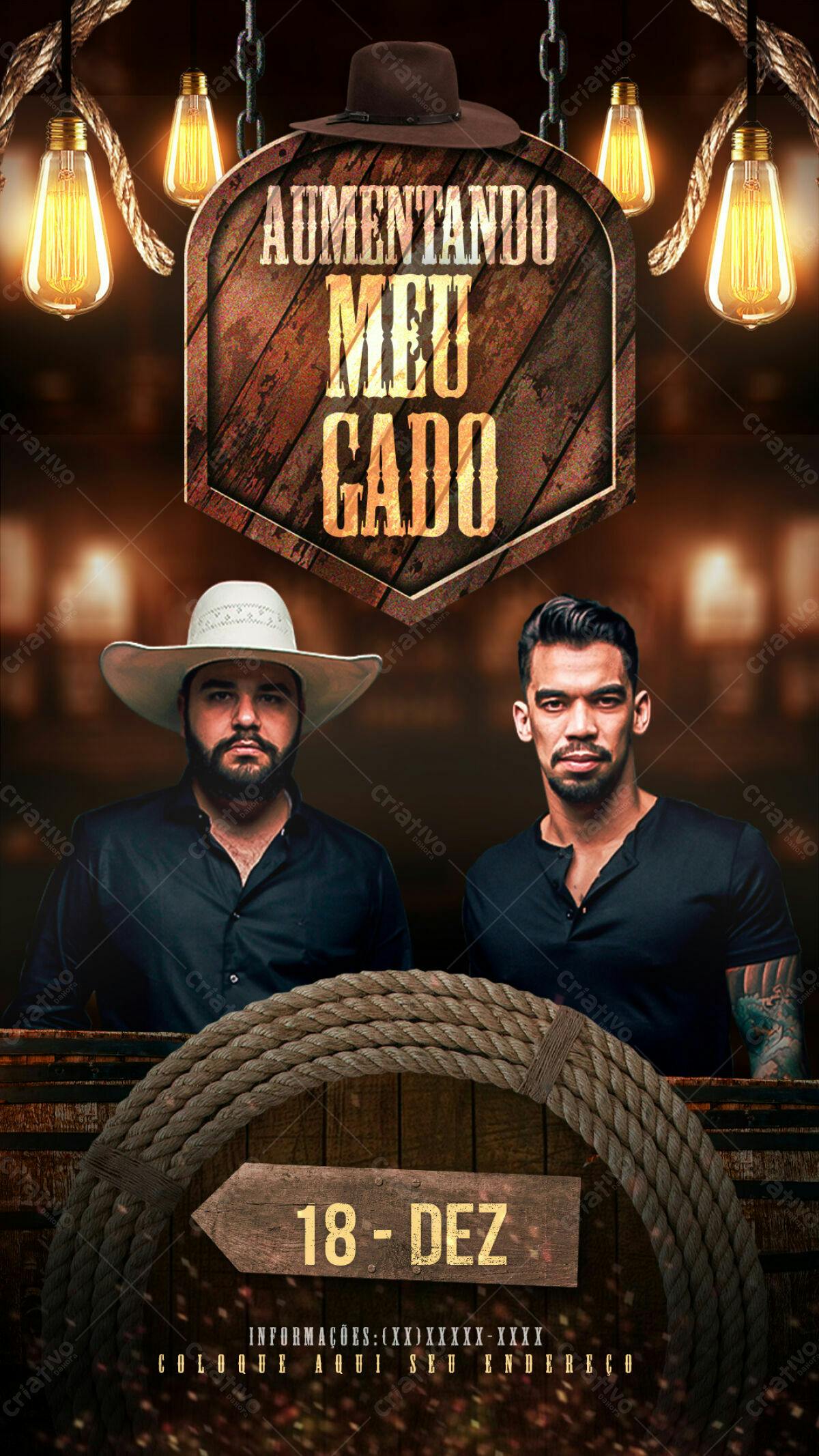 Flyer Show Sertanejo Aumentando Meu Gado PSD Editável