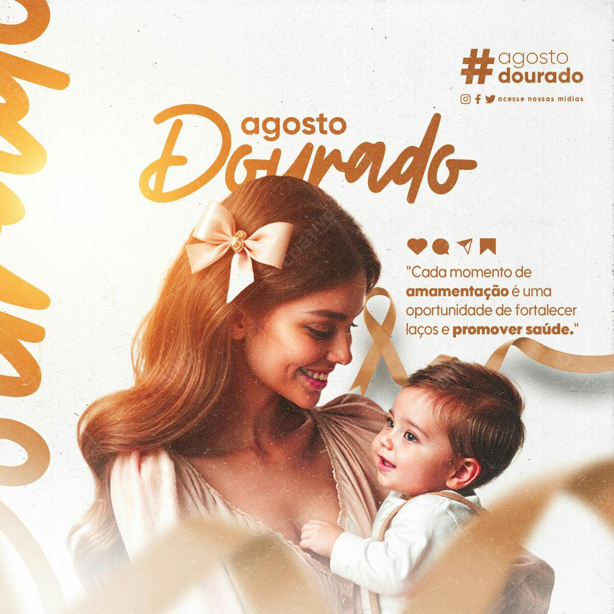 Post Agosto Dourado Amamentação PSD Editável