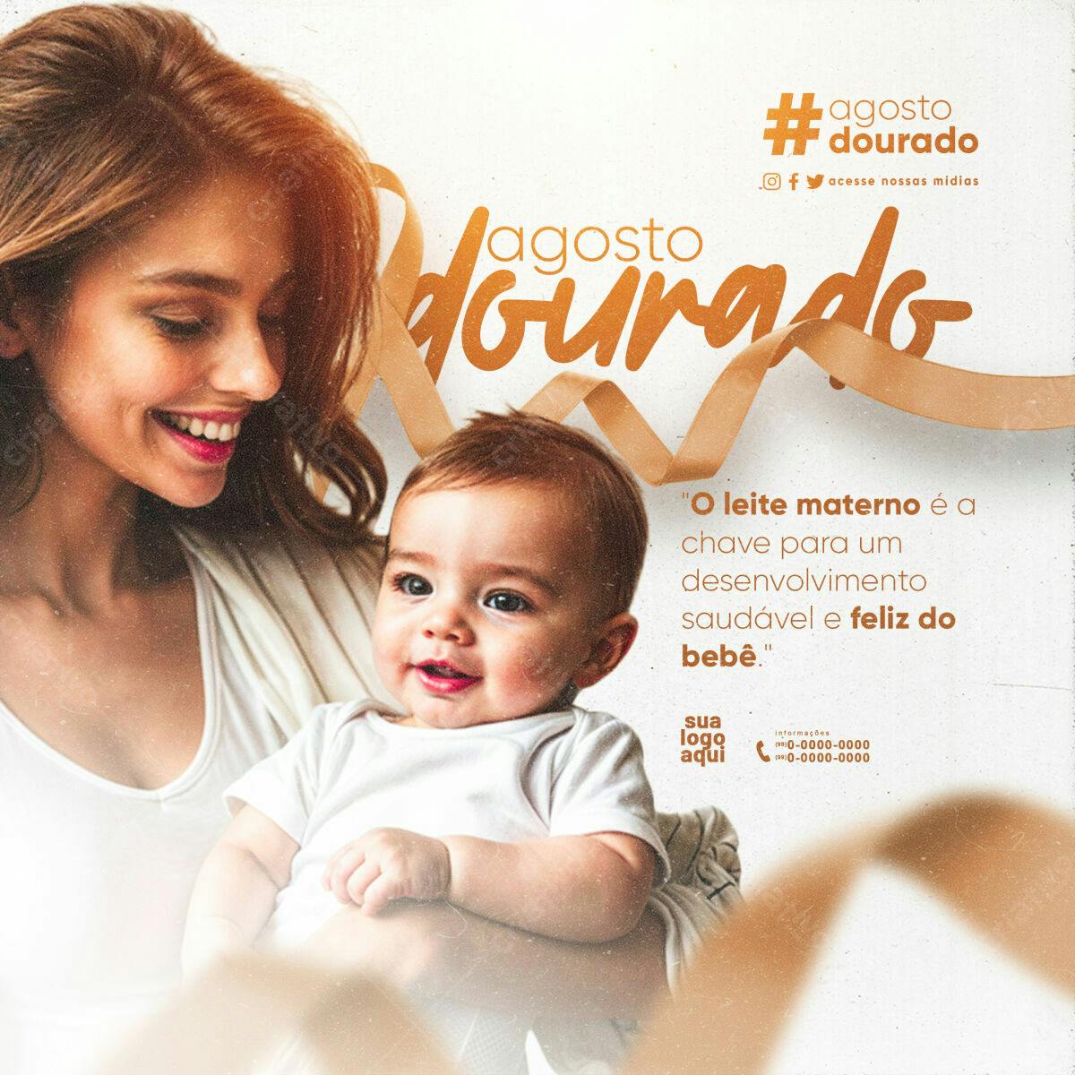 Post Agosto Dourado PSD Editável