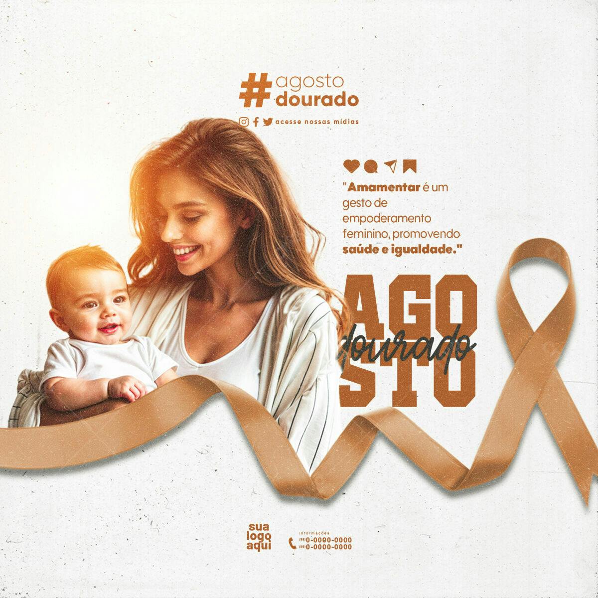 Post Agosto Dourado PSD Editável