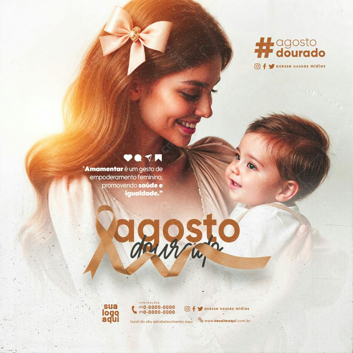 Post Agosto Dourado Amamentação PSD Editável