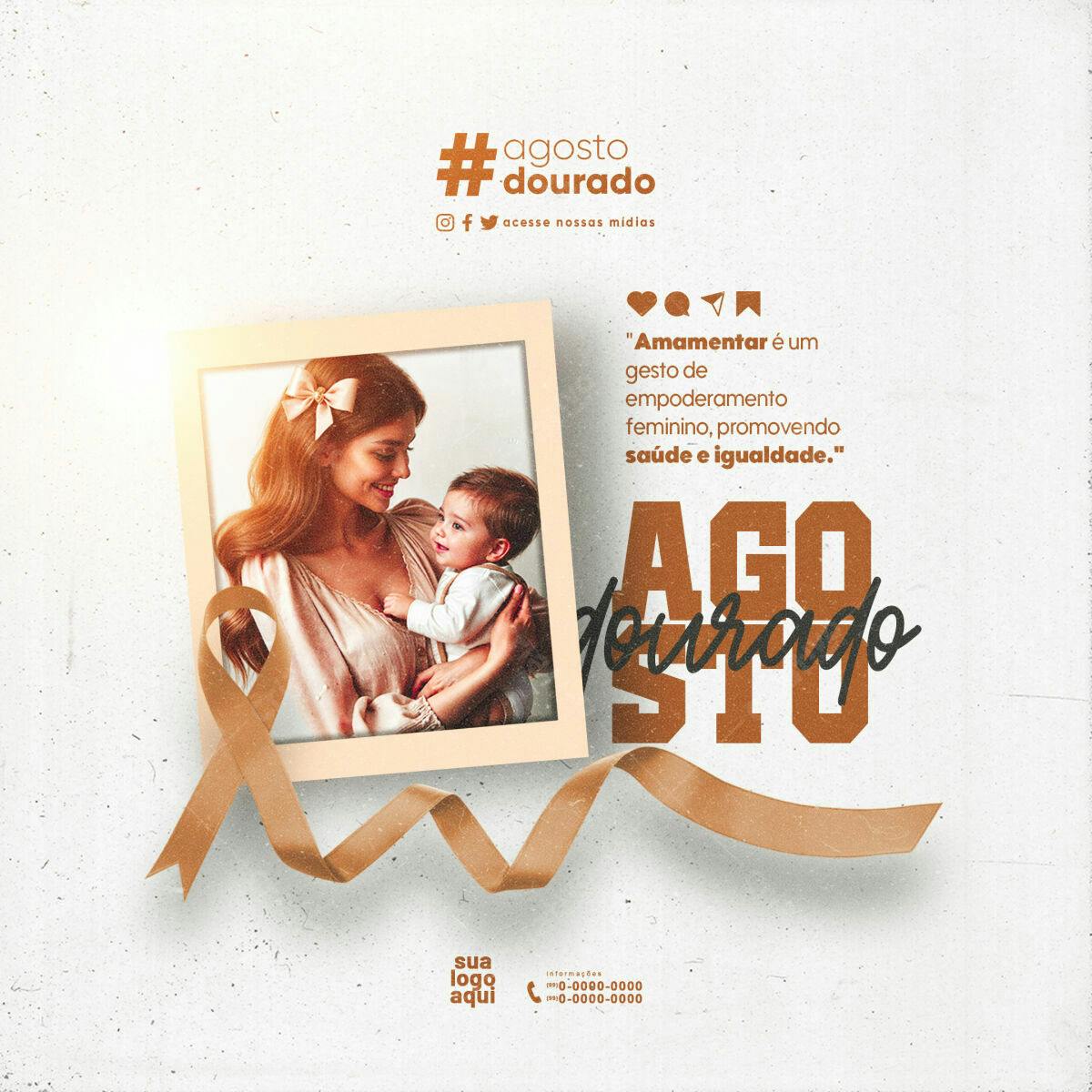 Post Agosto Dourado Amamentação PSD Editável