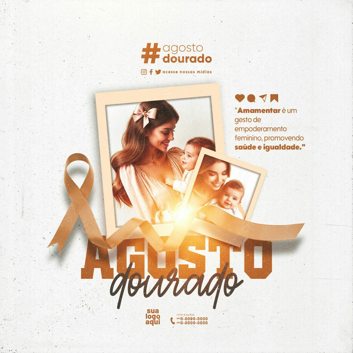 Flyer Agosto Dourado PSD Editável