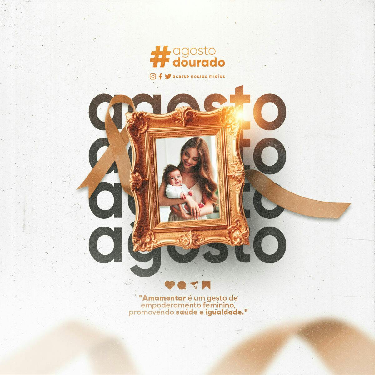 Post Agosto Dourado Amamentação PSD Editável