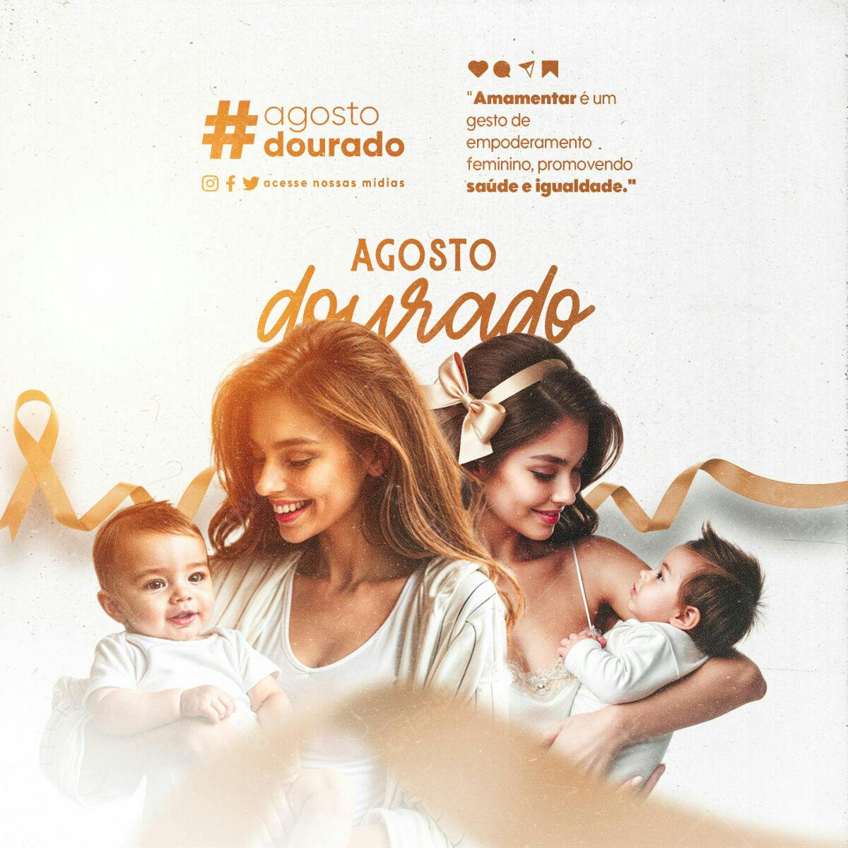Post para Agosto Dourado PSD Editável
