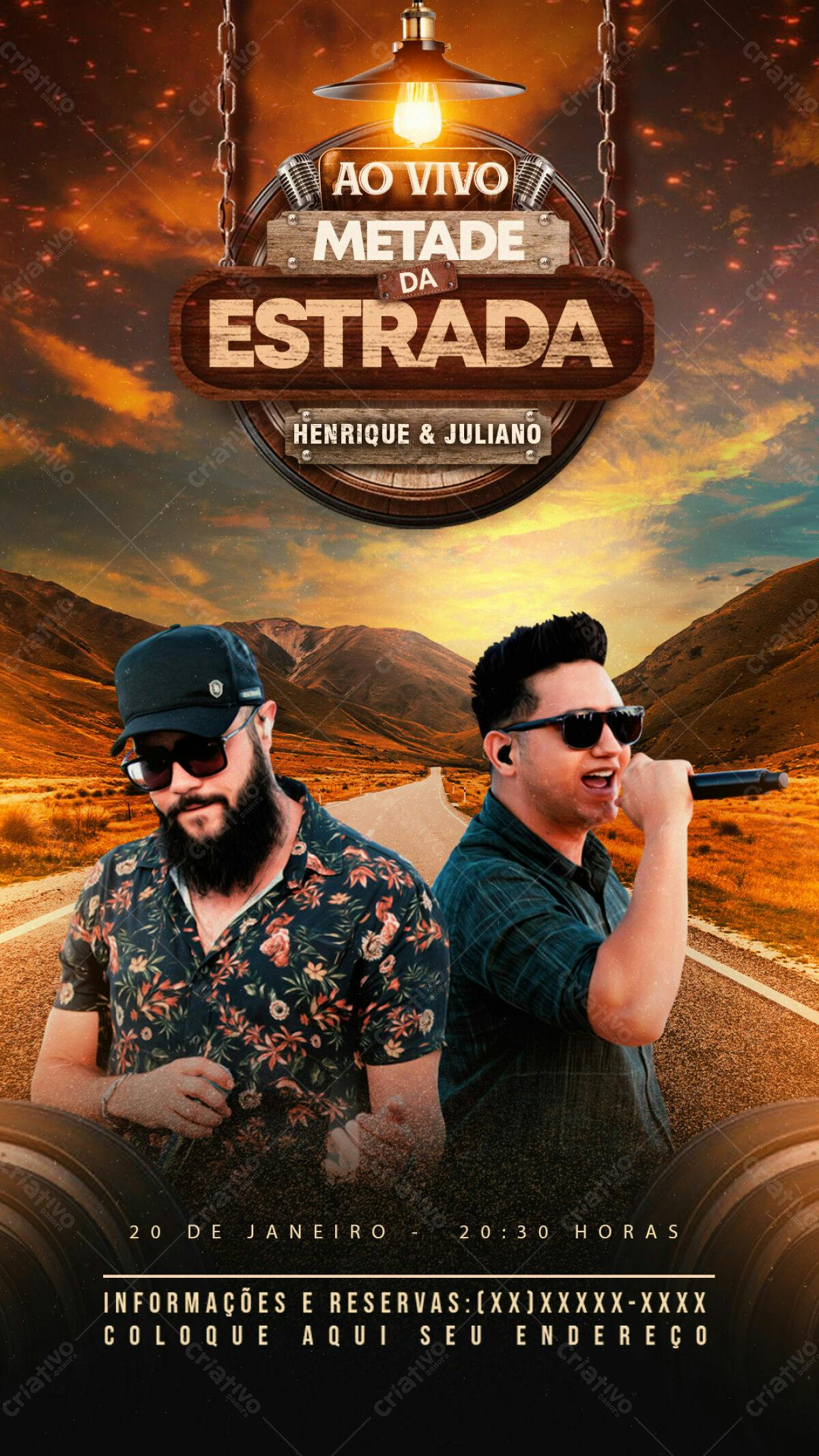 Flyer para Show Henrique e Juliano PSD Editável