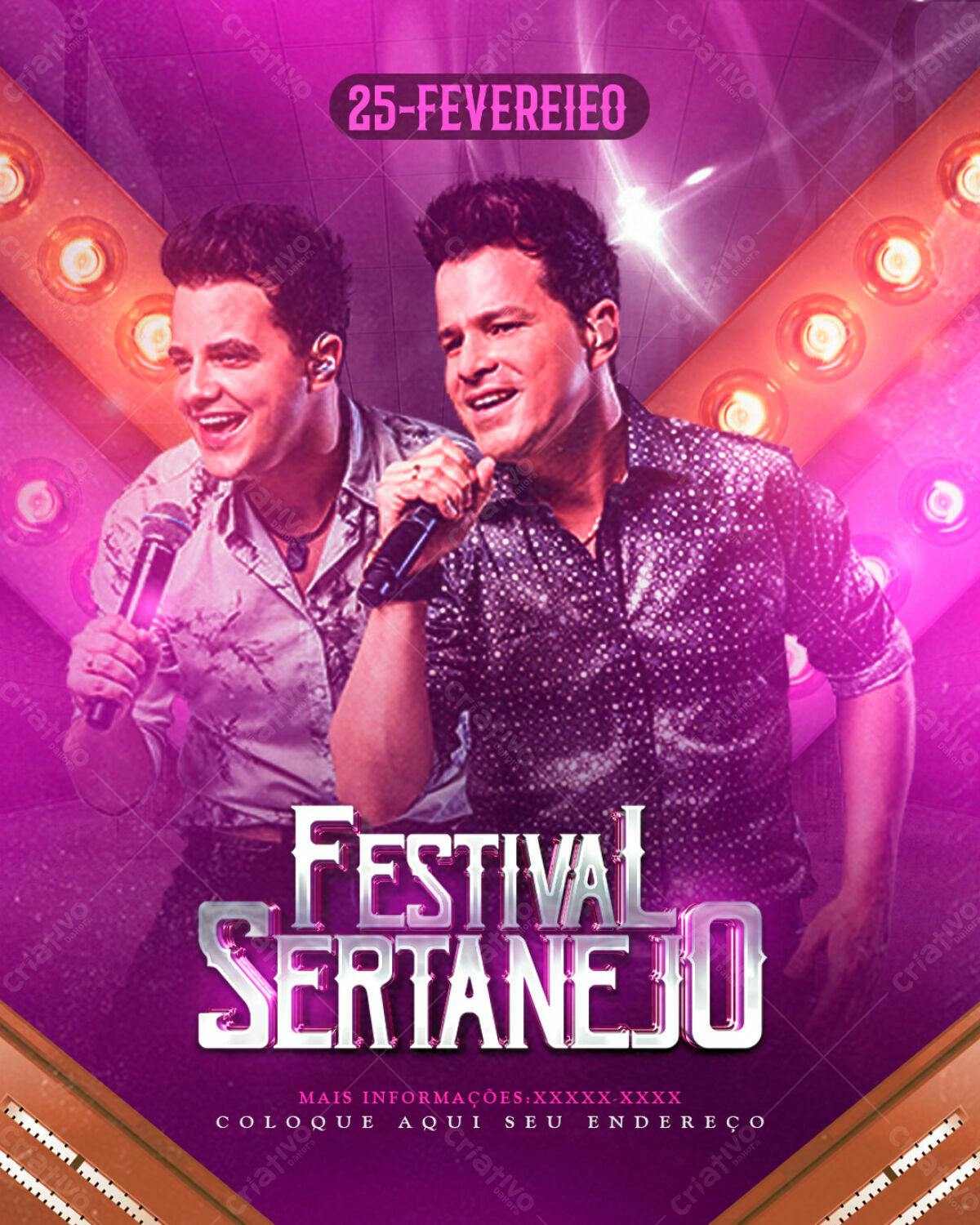 Flyer para Festival Sertanejo PSD Editável