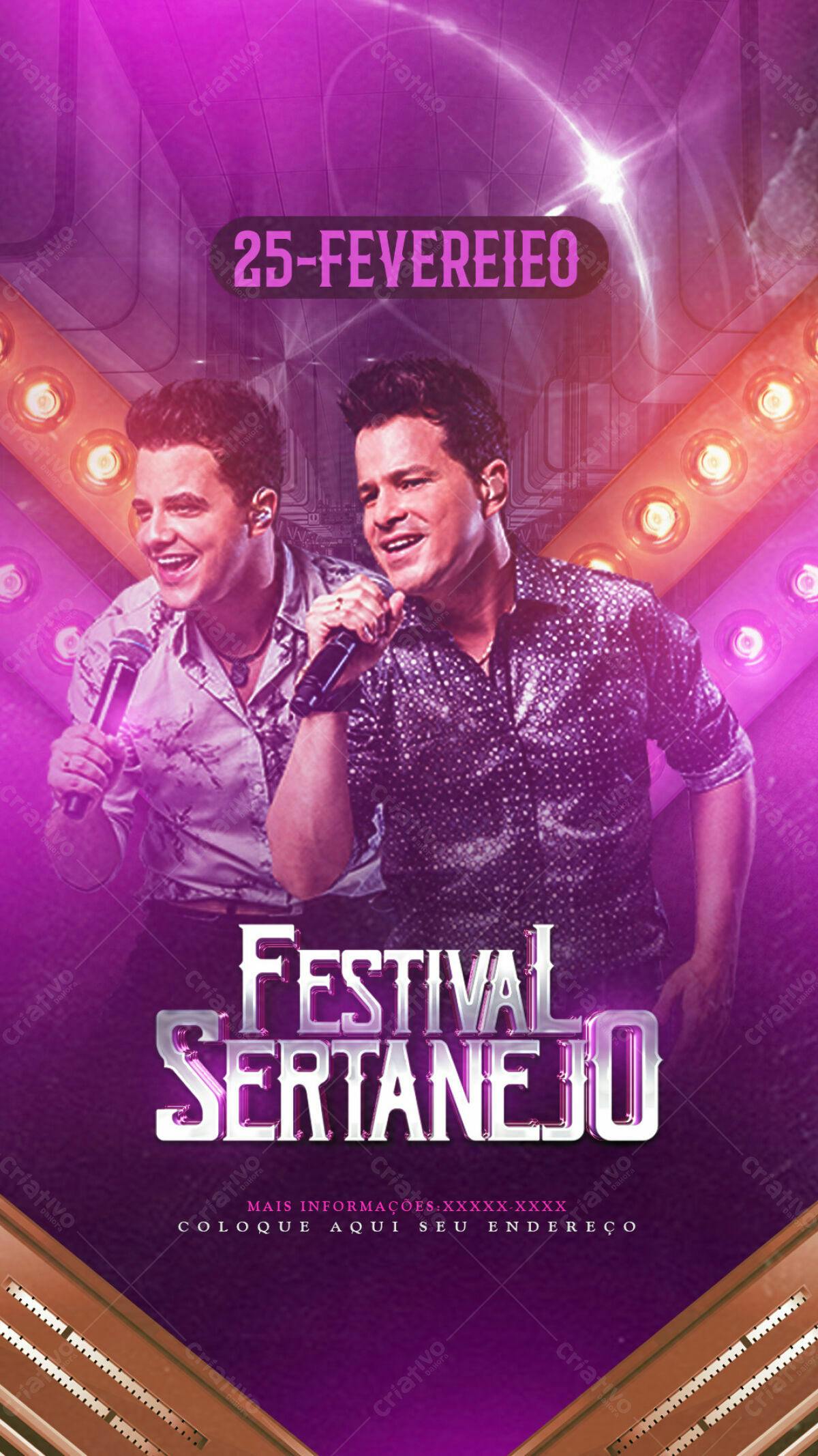 Flyer Festival Sertanejo 25 de Fevereiro PSD Editável