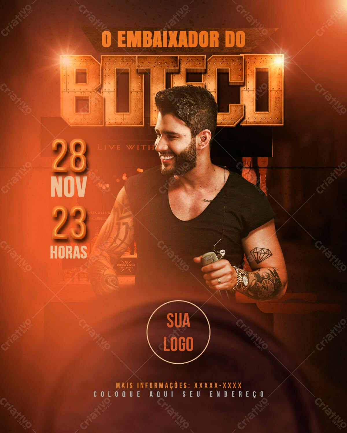 Flyer para Show Musical em Boteco PSD Editável