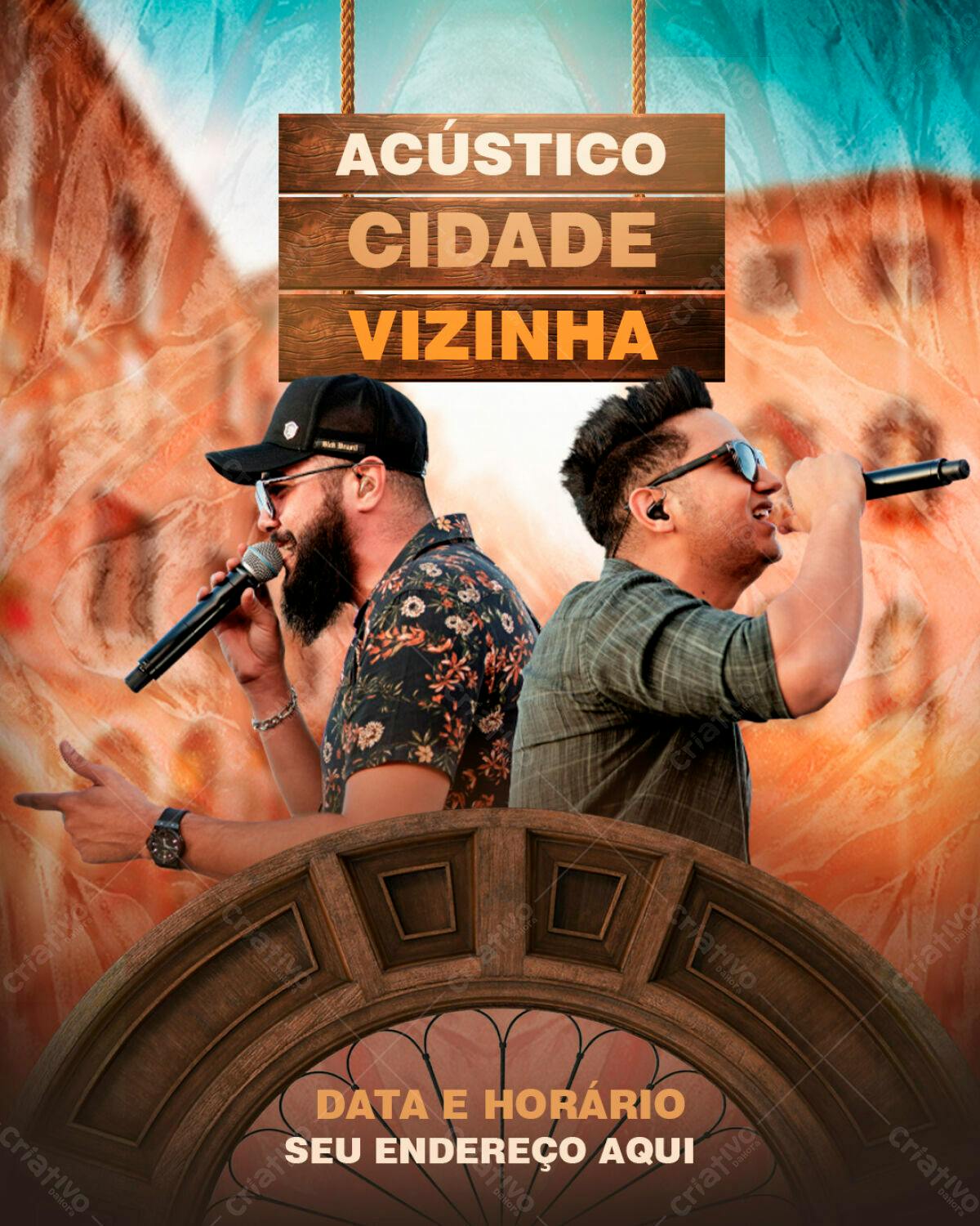 Flyer Acústico Cidade Vizinha PSD Editável