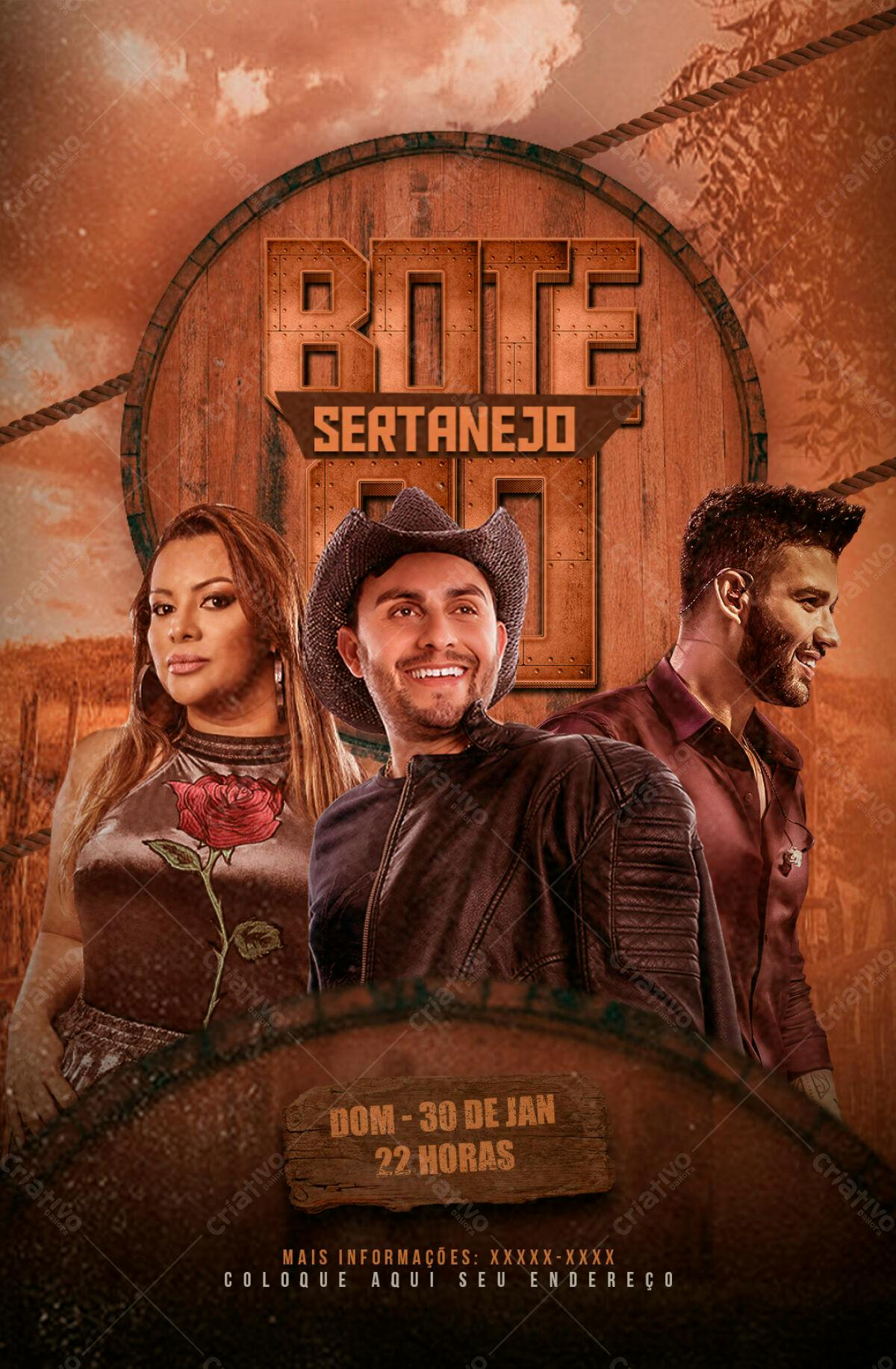 Flyer Bote Sertanejo PSD Editável