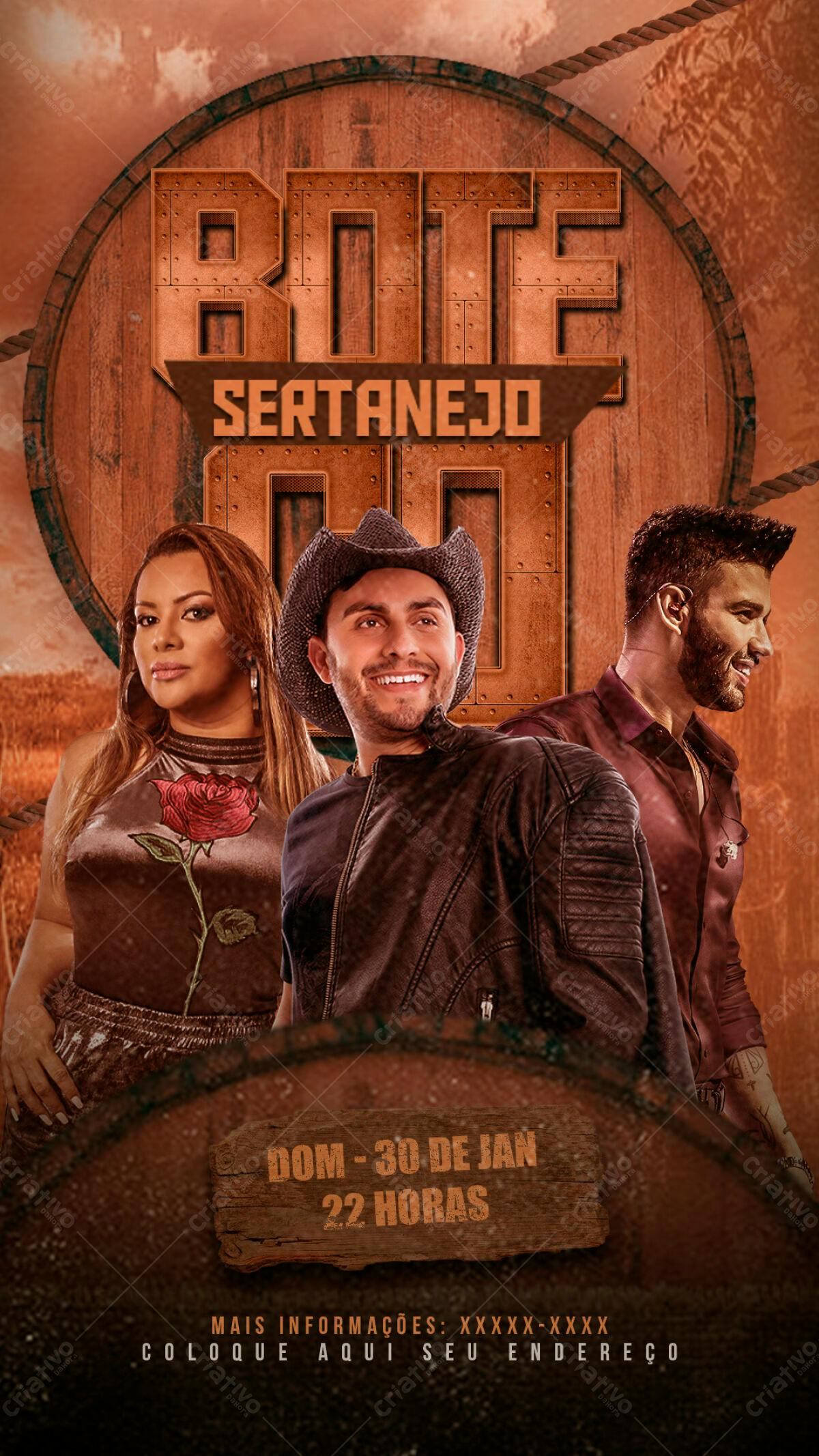Flyer Bote Sertanejo PSD Editável
