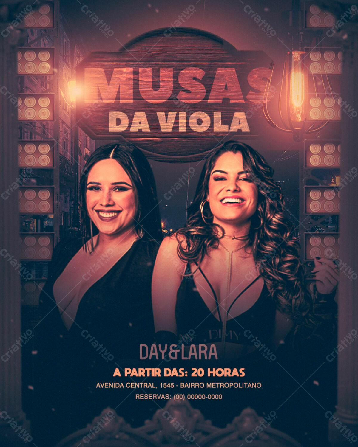 Flyer para Show Musical Musas da Viola PSD Editável