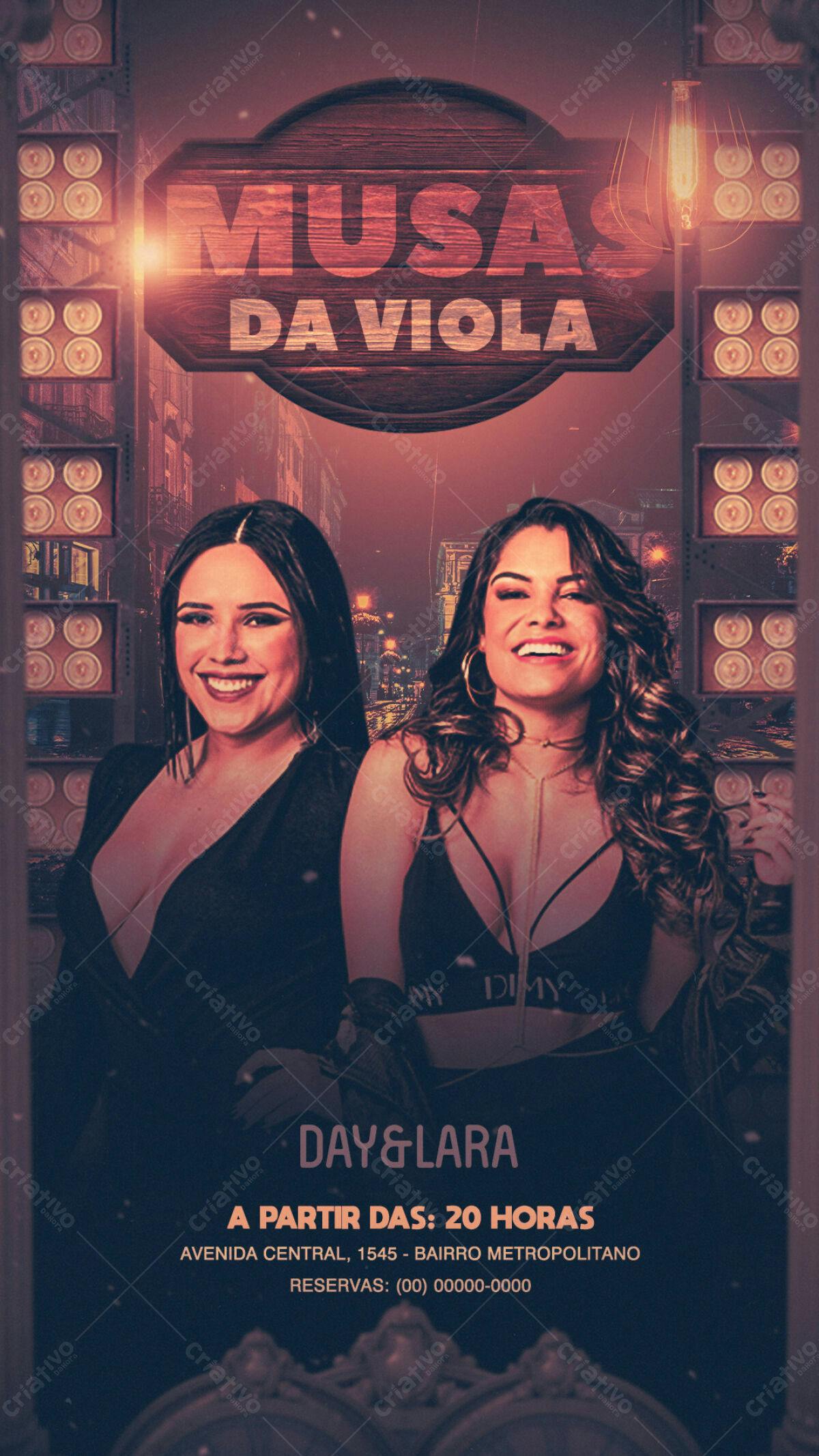 Flyer para Show Musical Musas da Viola PSD Editável