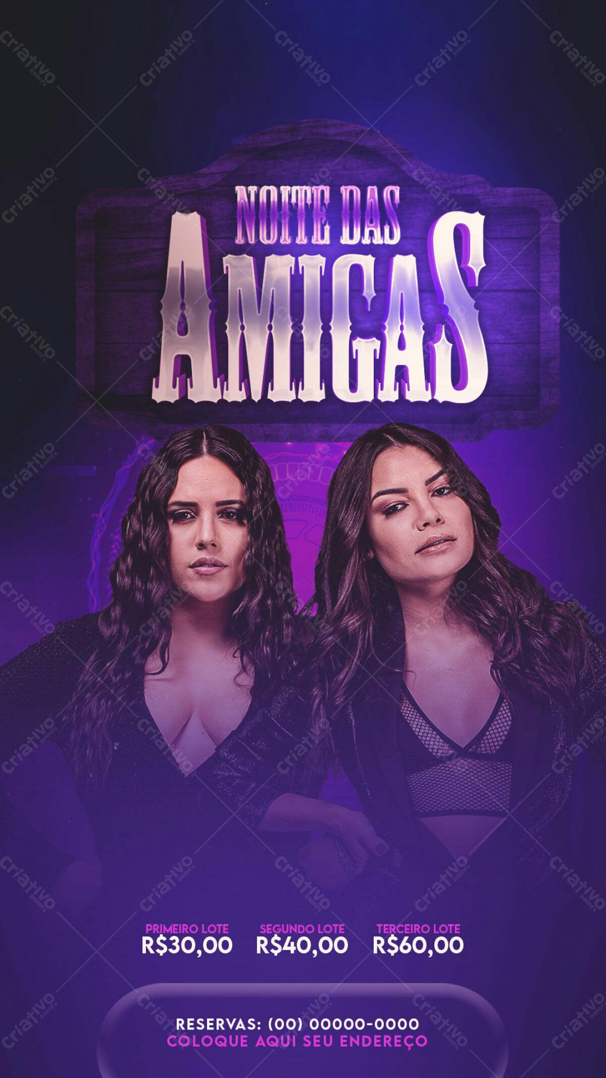 Flyer Noite das Amigas PSD Editável