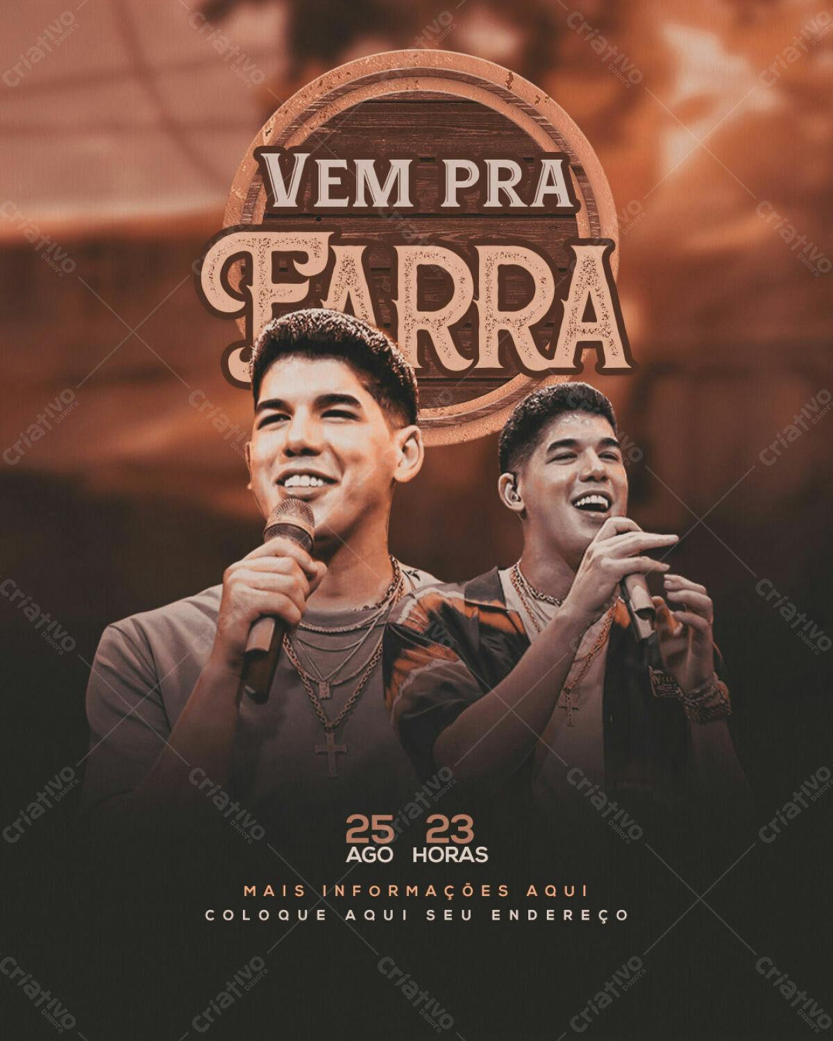 Flyer para Festa de Música Sertaneja PSD Editável