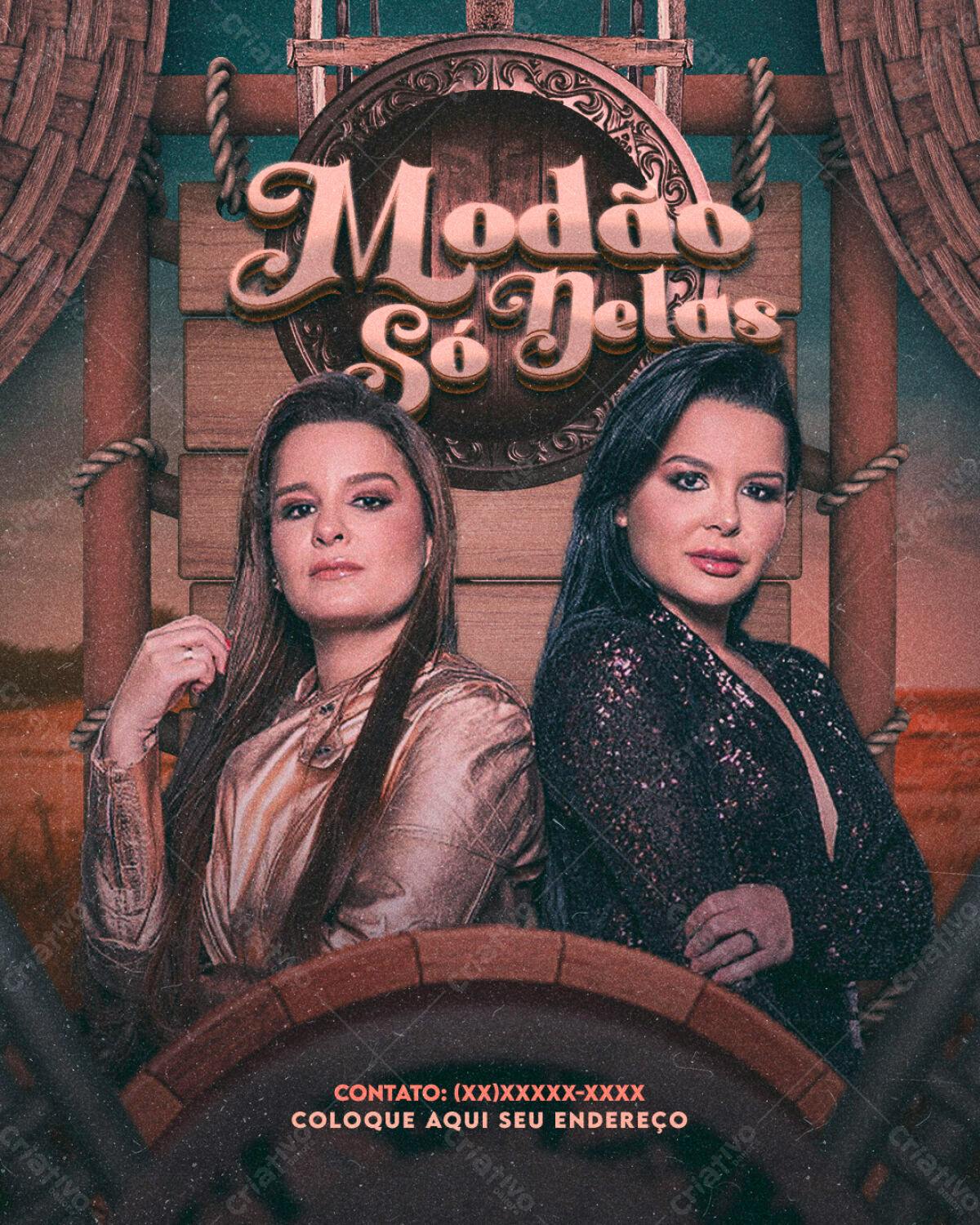 Flyer para Show de Modão Só Delas PSD Editável