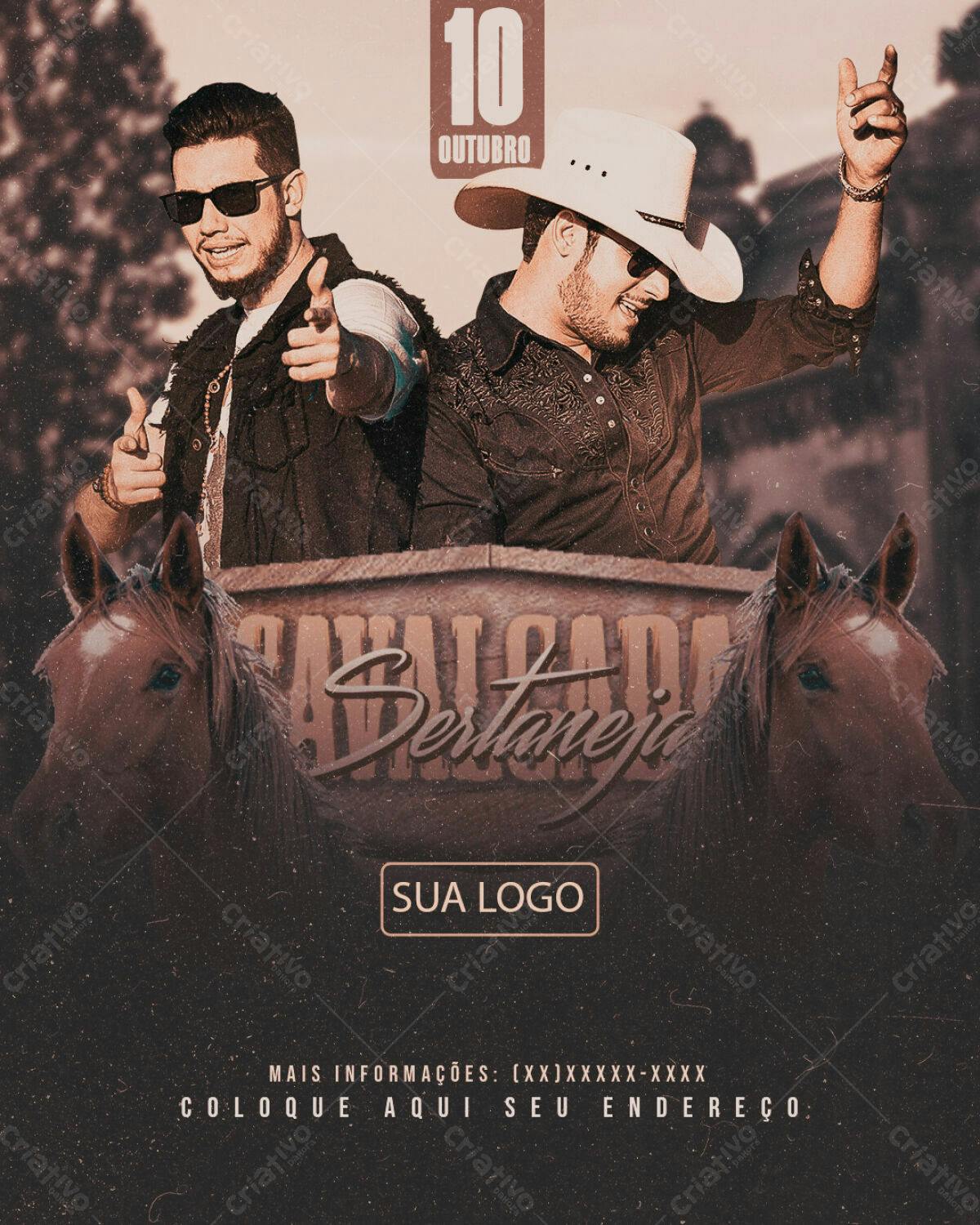 Flyer Cavalgada Sertaneja 10 Outubro PSD Editável