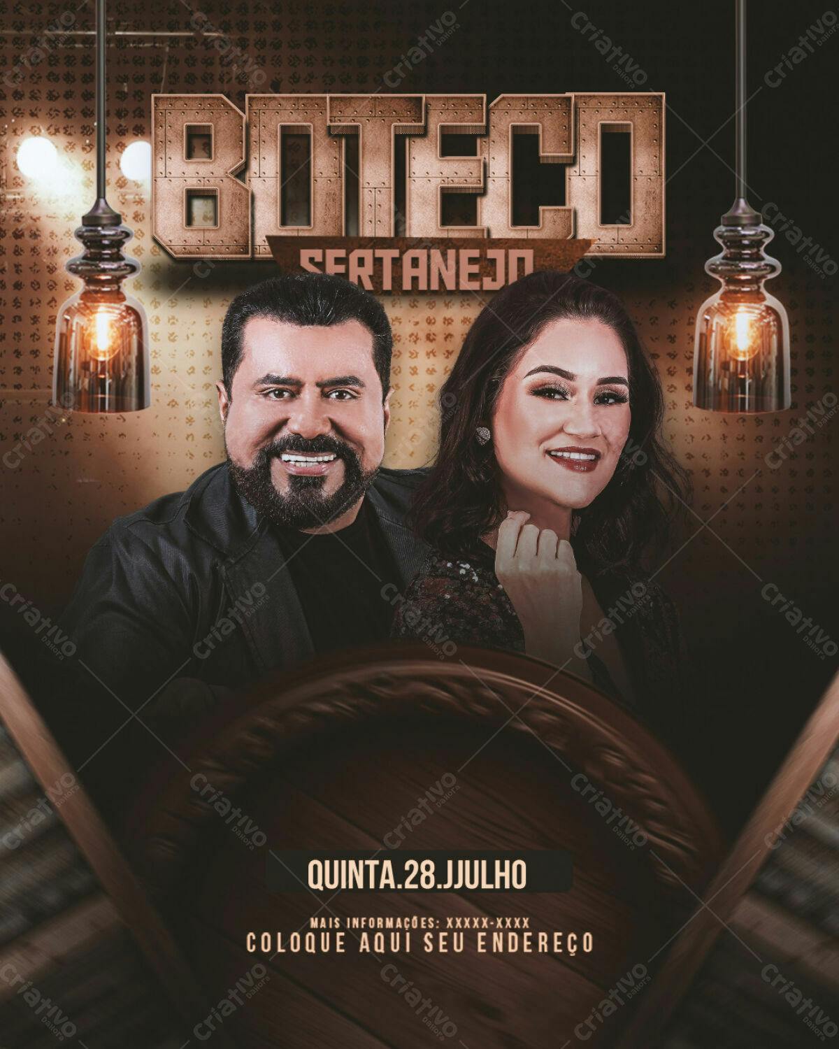 Flyer para Boteco Sertanejo PSD Editável