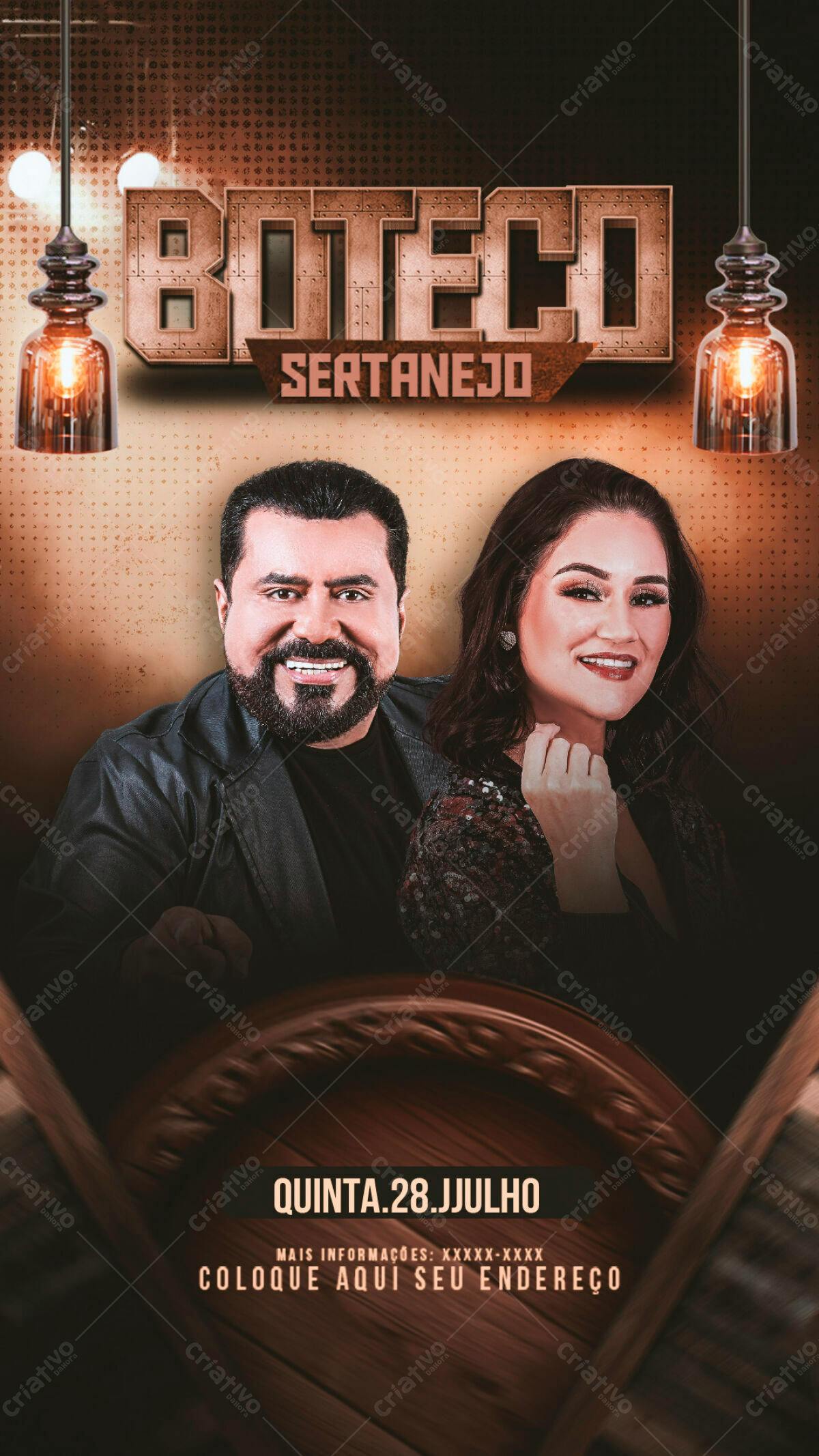 Flyer Boteco Sertanejo PSD Editável