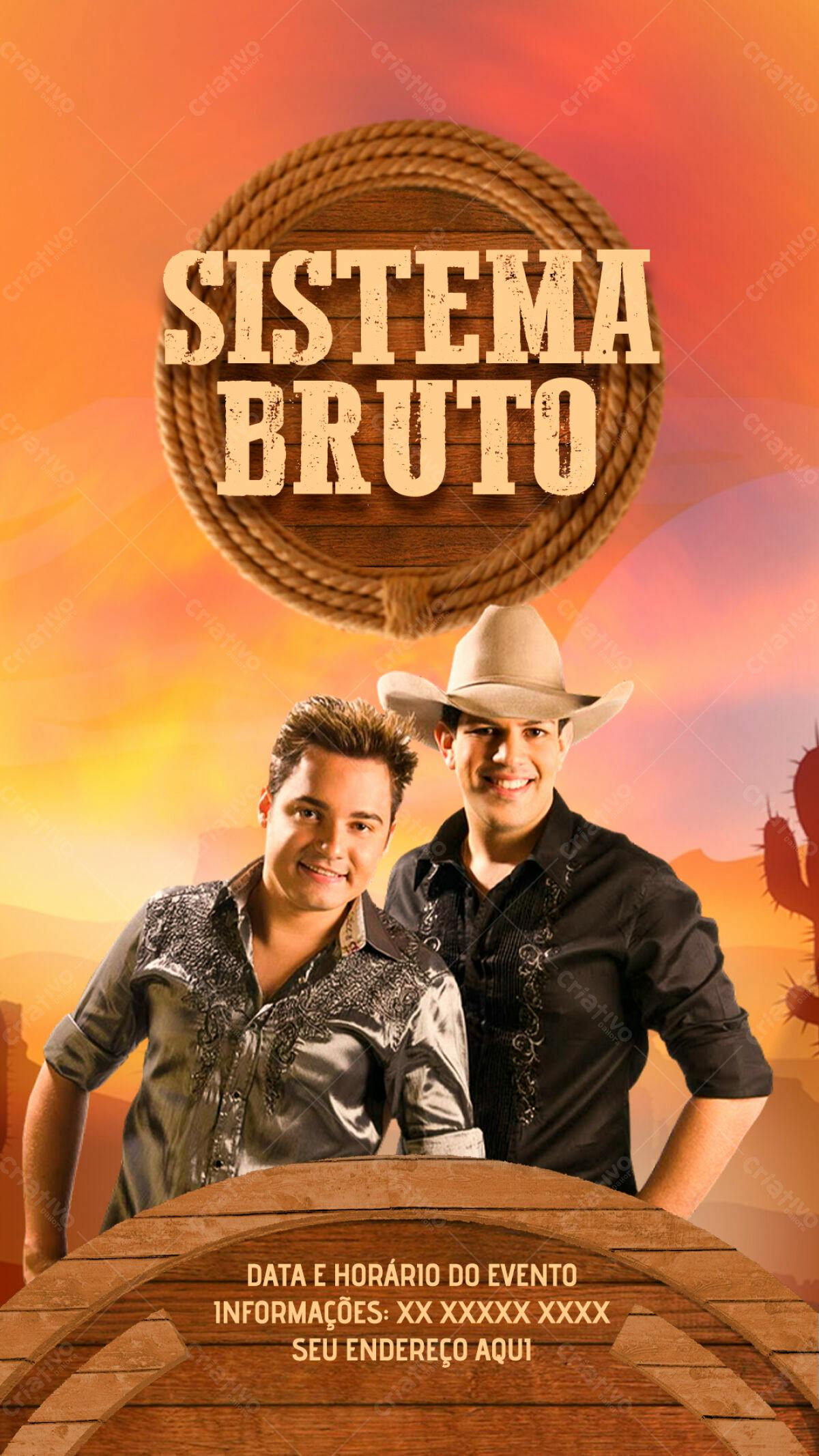 Flyer para Show Sertanejo Sistema Bruto PSD Editável