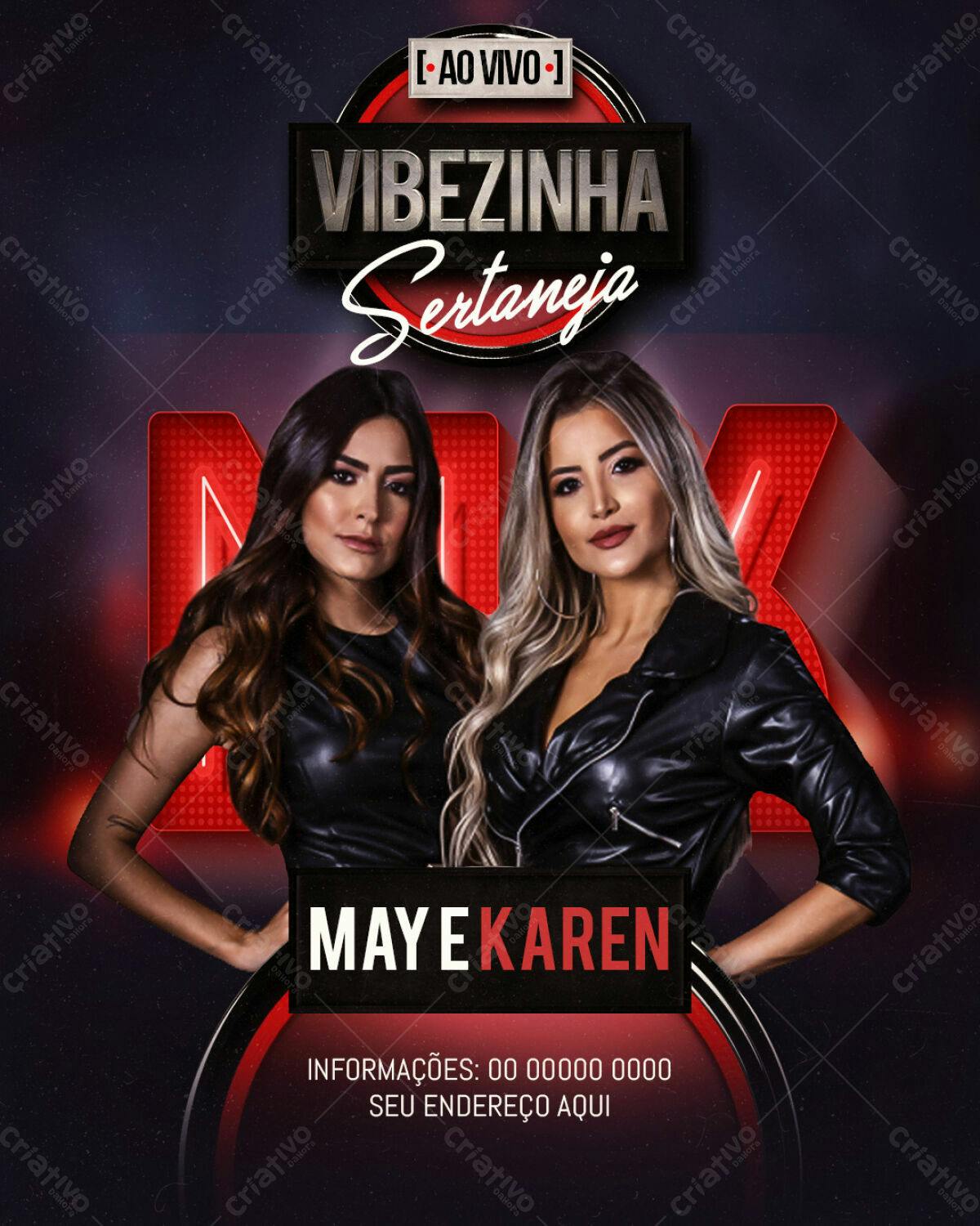 Flyer para Show Sertanejo May e Karen PSD Editável