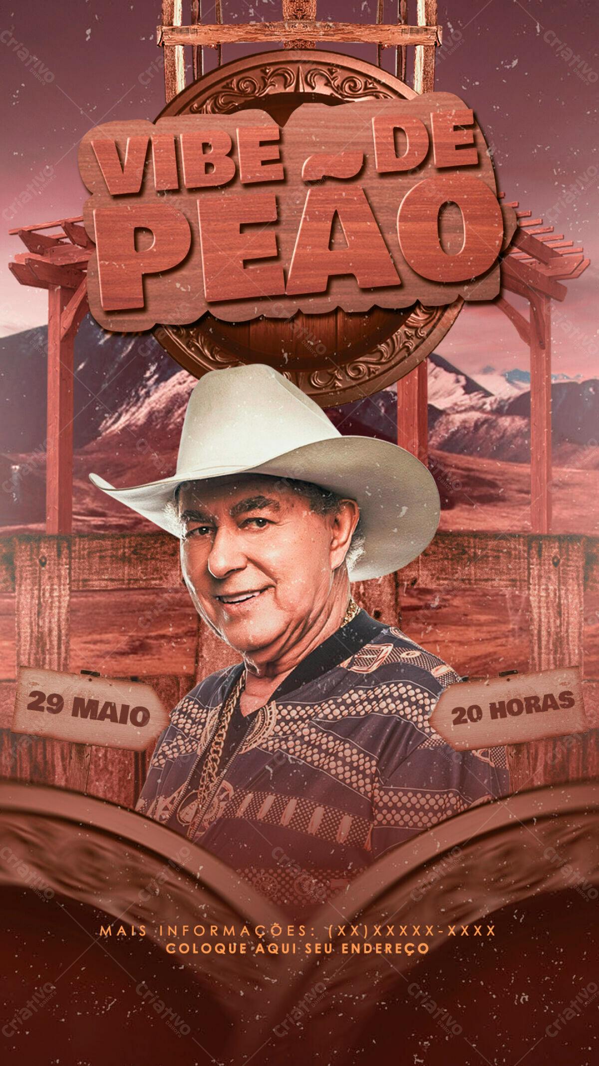 Flyer Vibe de Peão Festa Sertaneja PSD Editável