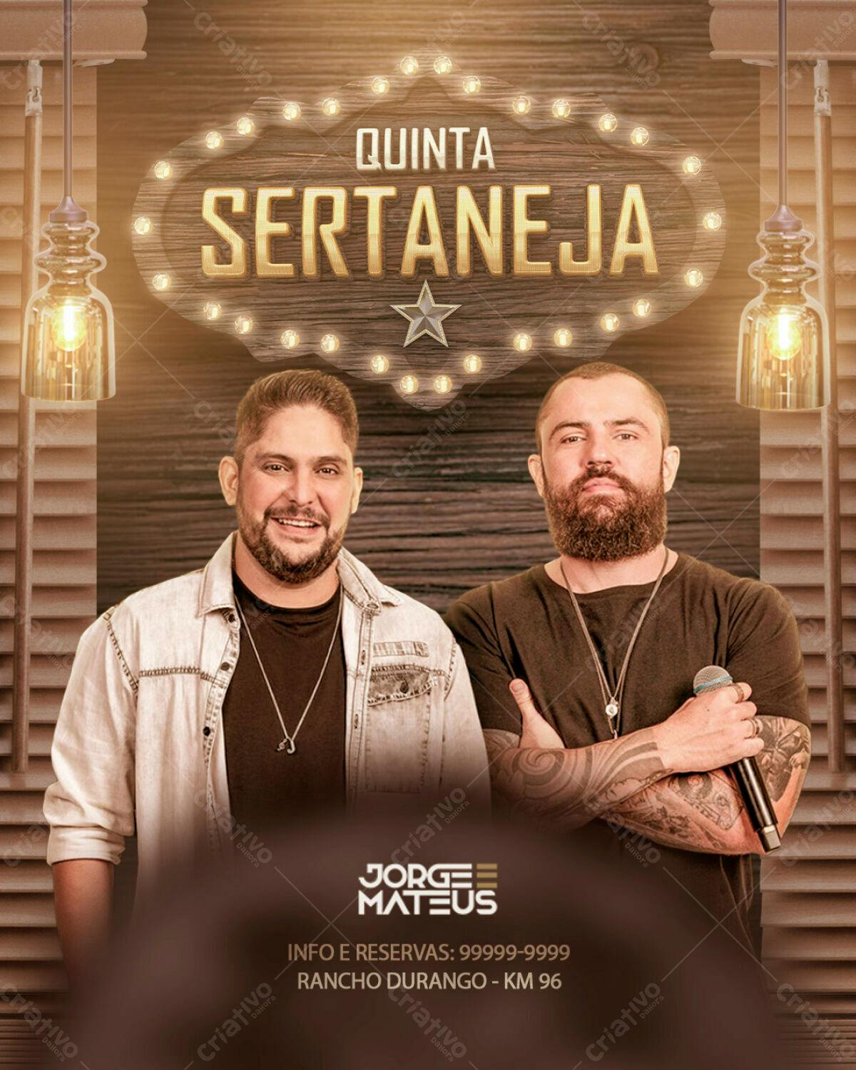 Flyer para Festa Sertaneja com Jorge e Mateus PSD Editável