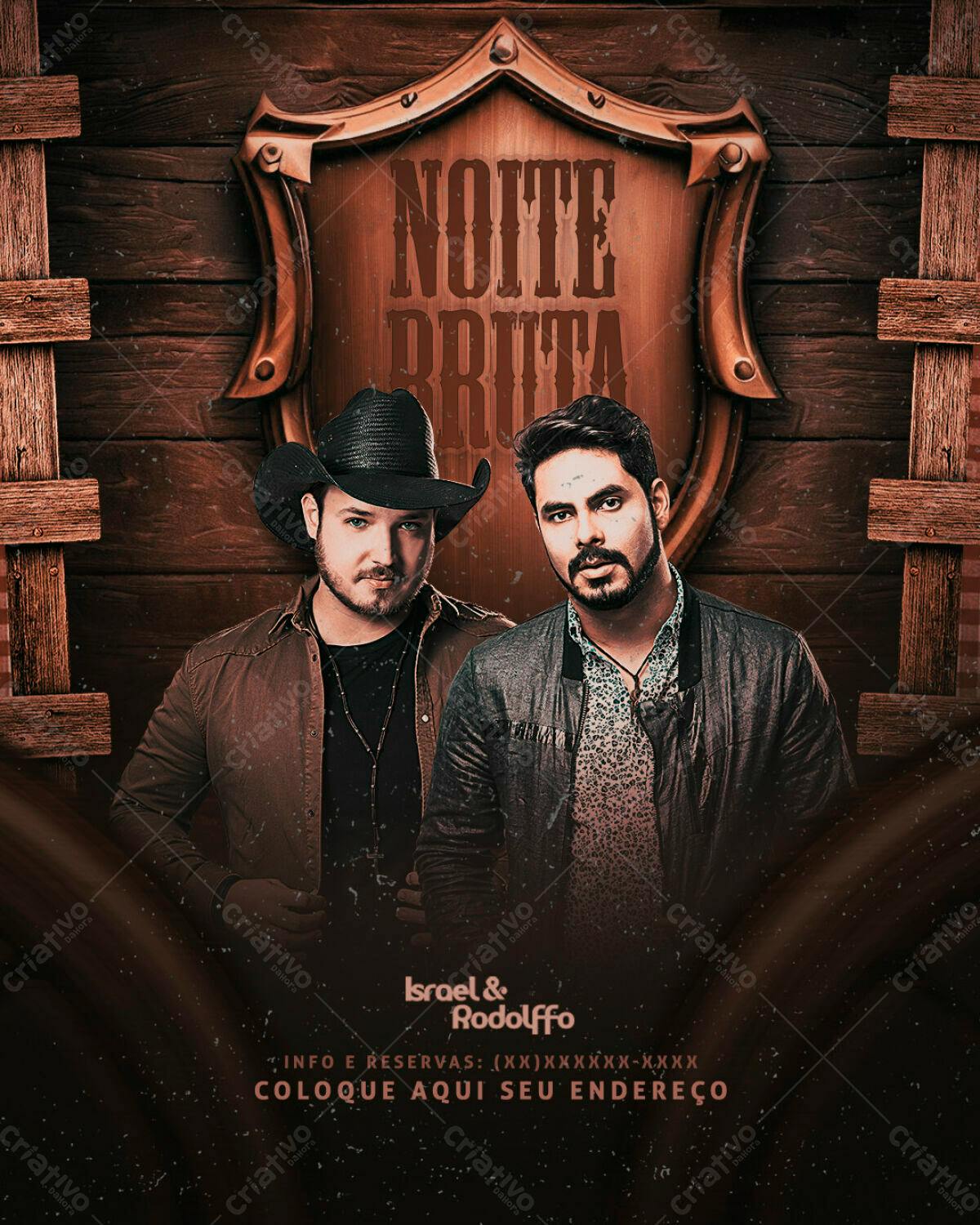 Flyer para Evento Sertanejo Noite Bruta PSD Editável