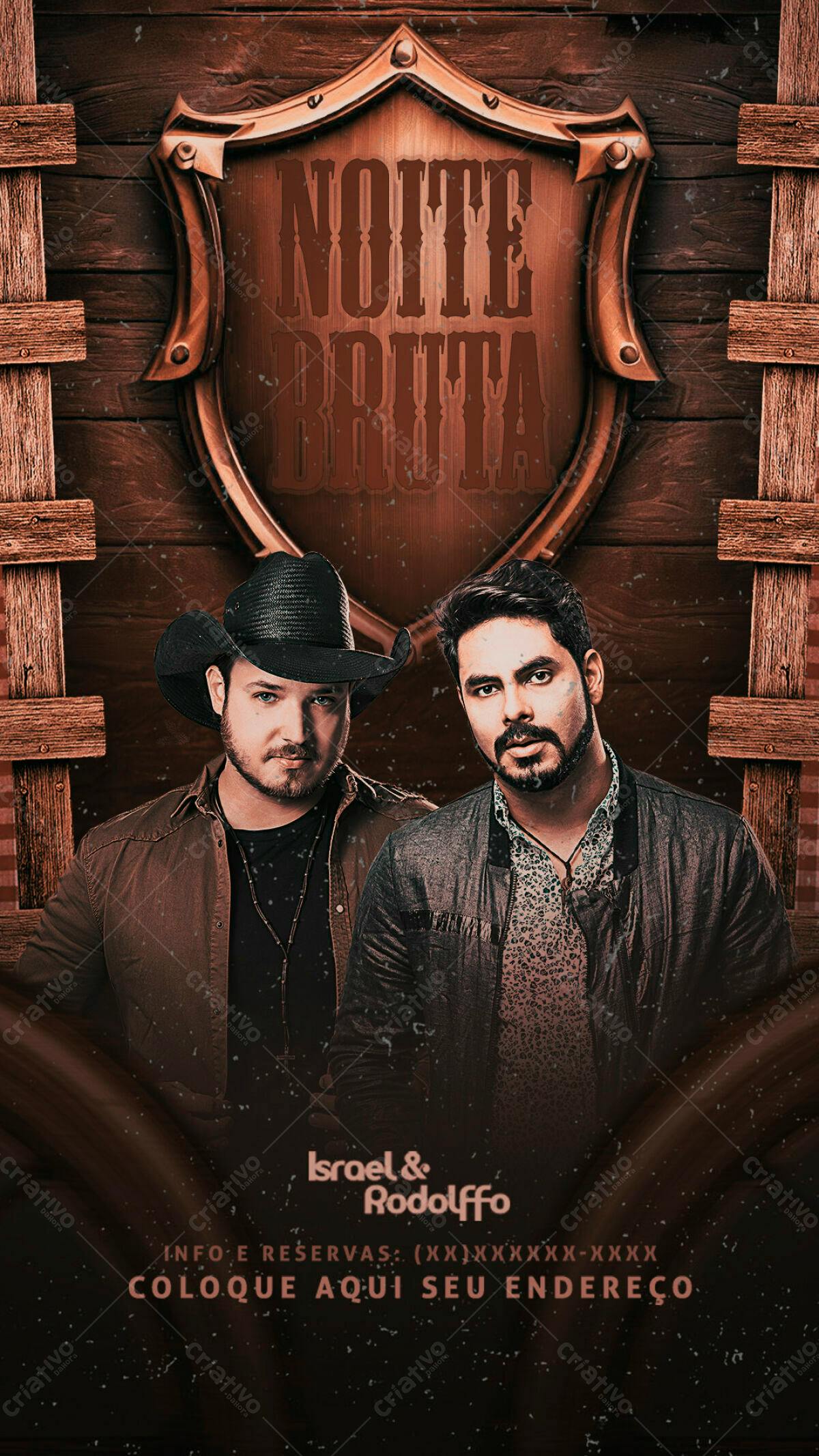 Flyer Noite Bruta Israel & Rodolffo PSD Editável