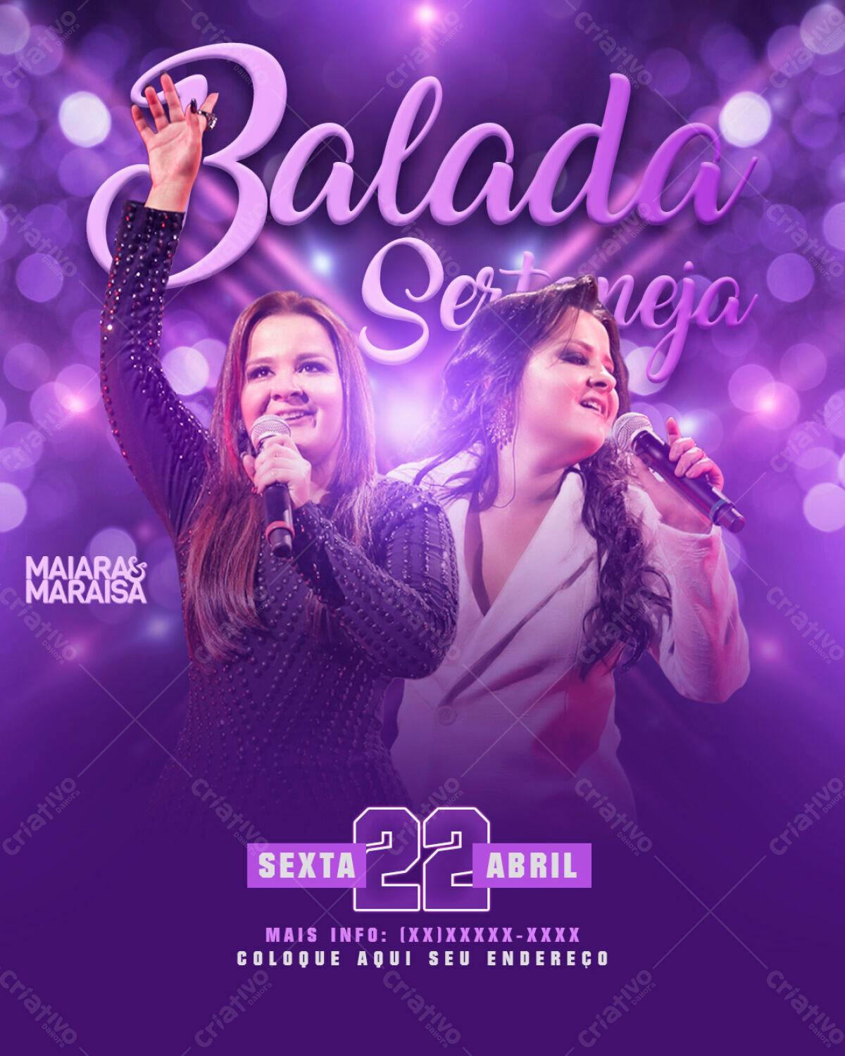 Flyer para Balada Sertaneja com Maiara & Maraisa PSD Editável