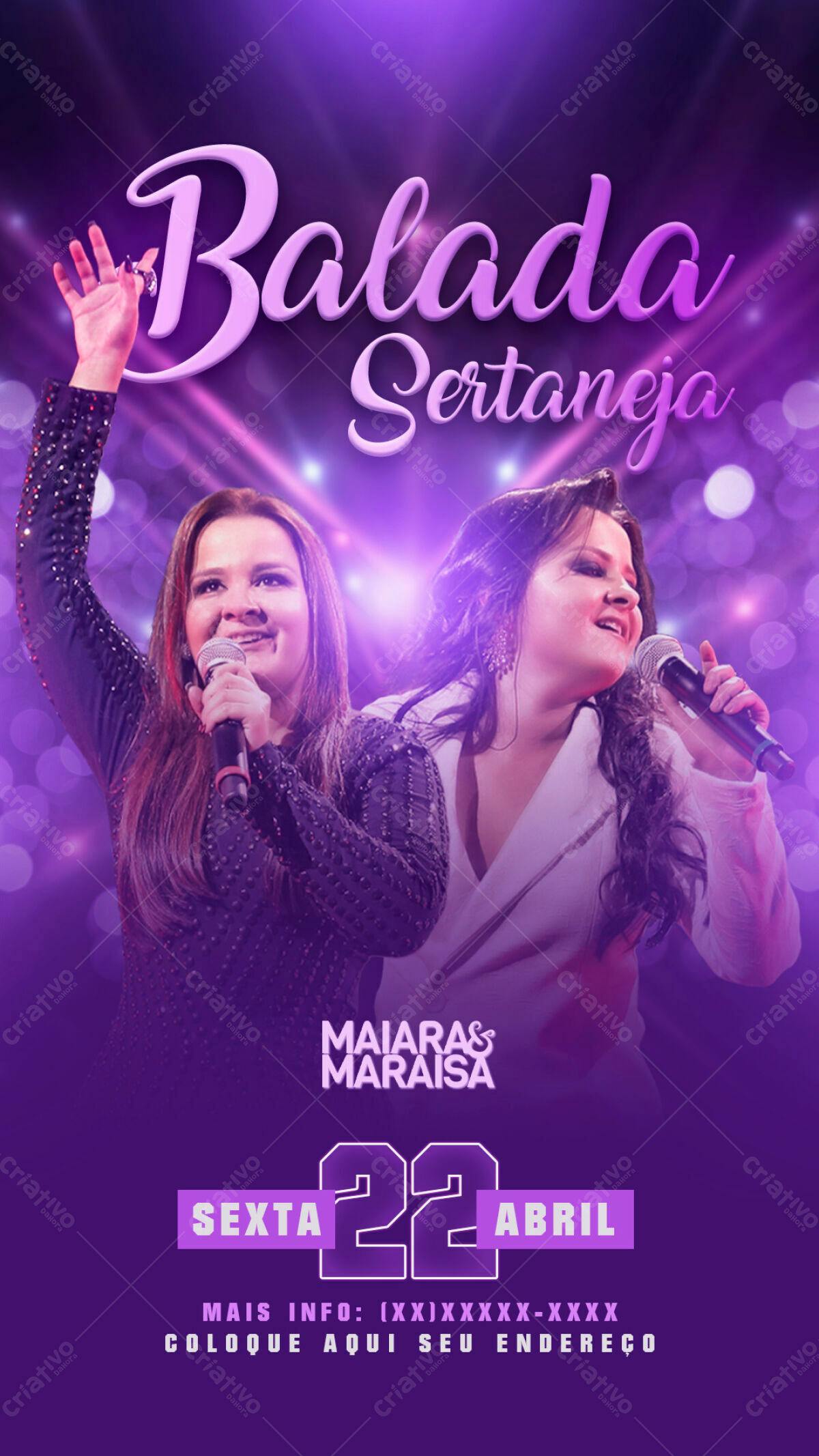 Flyer para Balada Sertaneja com Maiara & Maraisa PSD Editável
