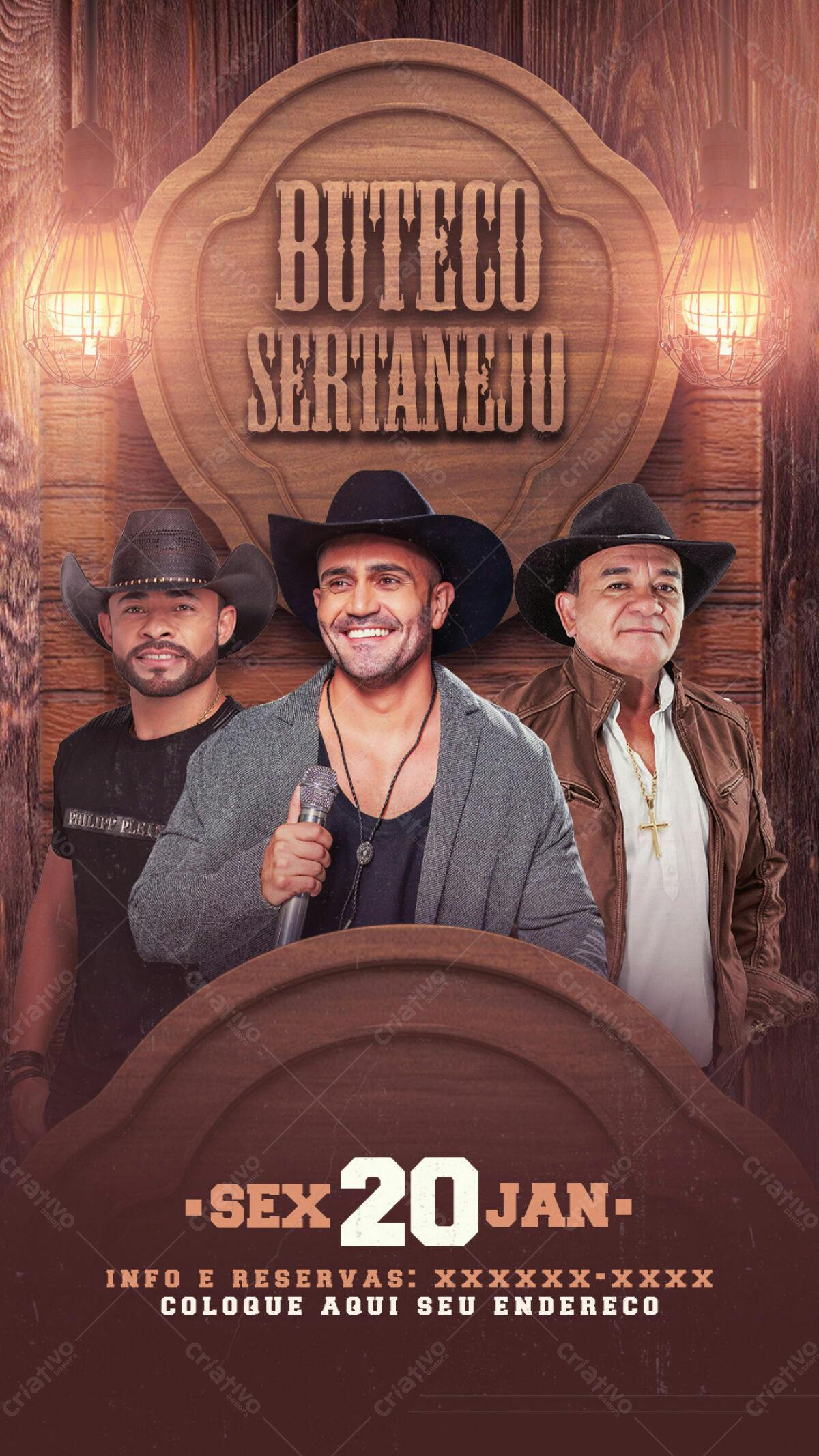 Flyer Buteco Sertanejo PSD Editável