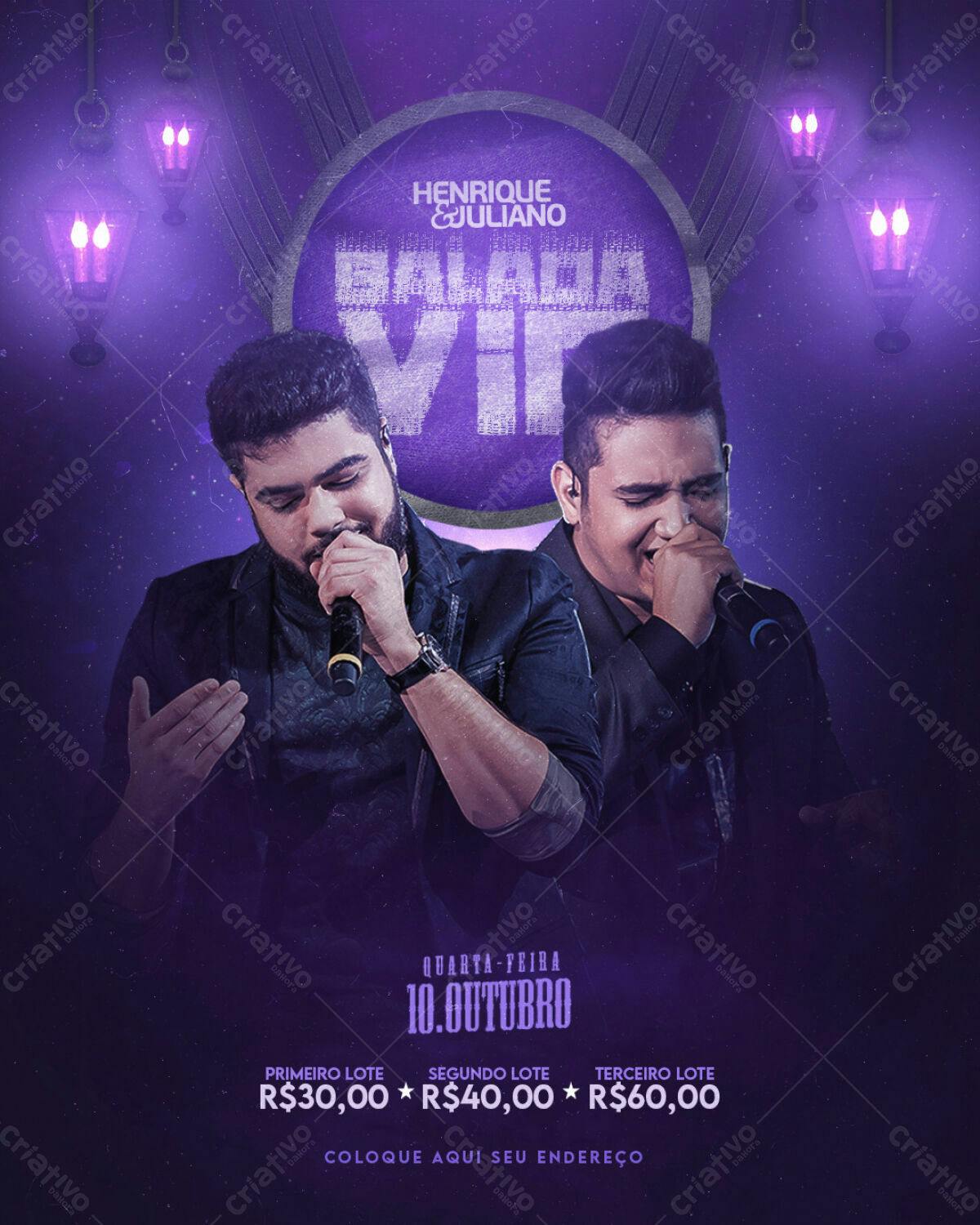 Flyer para Show Henrique e Juliano PSD Editável