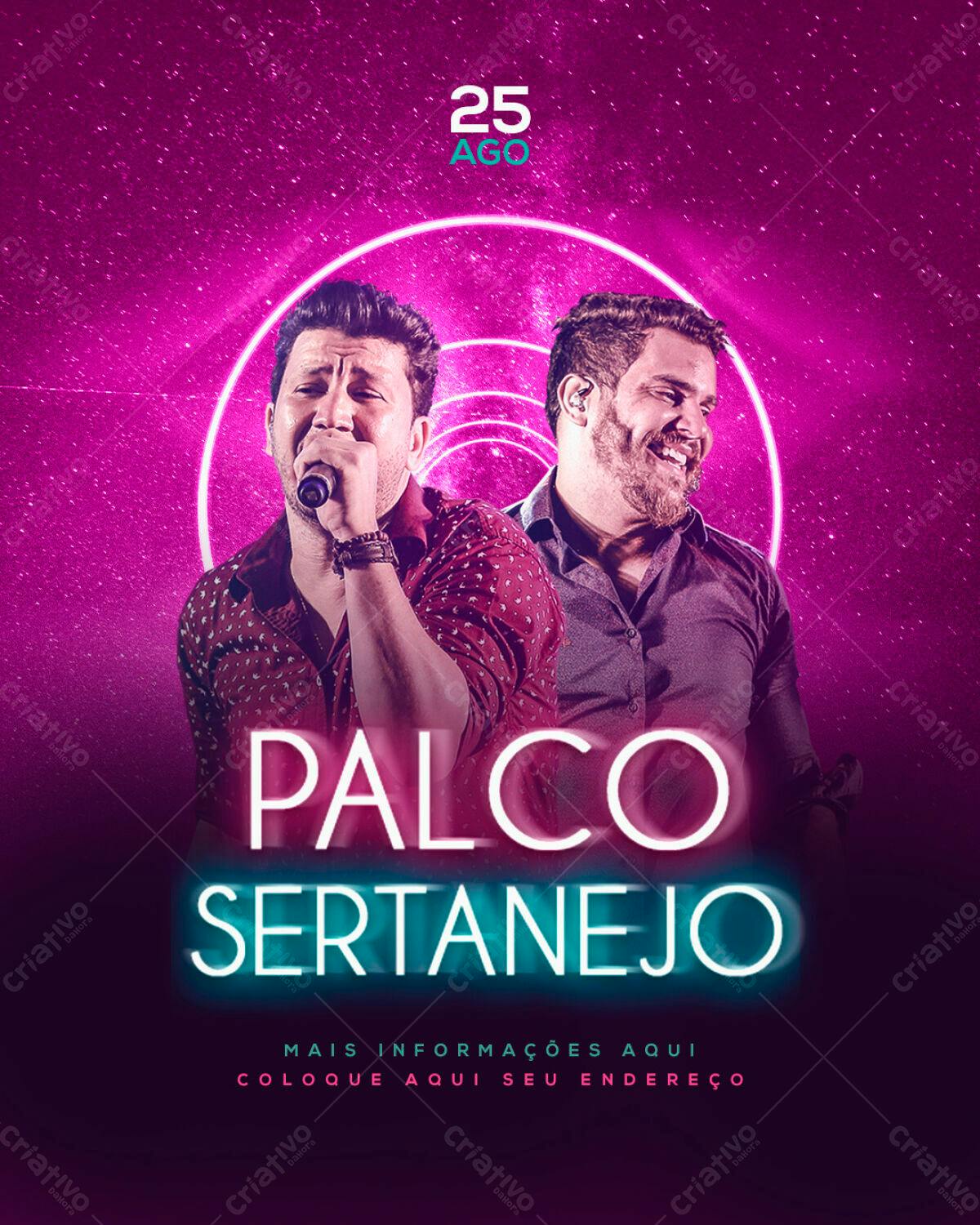 Flyer Palco Sertanejo 25 Ago PSD Editável